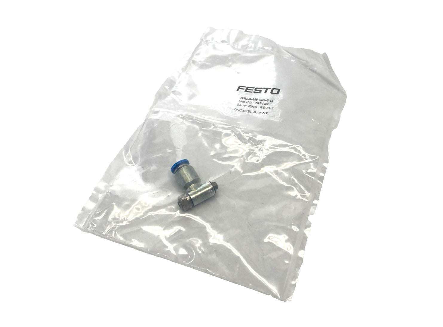GRLA-M5-QS-6-D, 193139 | Festo GRLA-M5-QS-6-D Pneumatic One-Way Flow ...