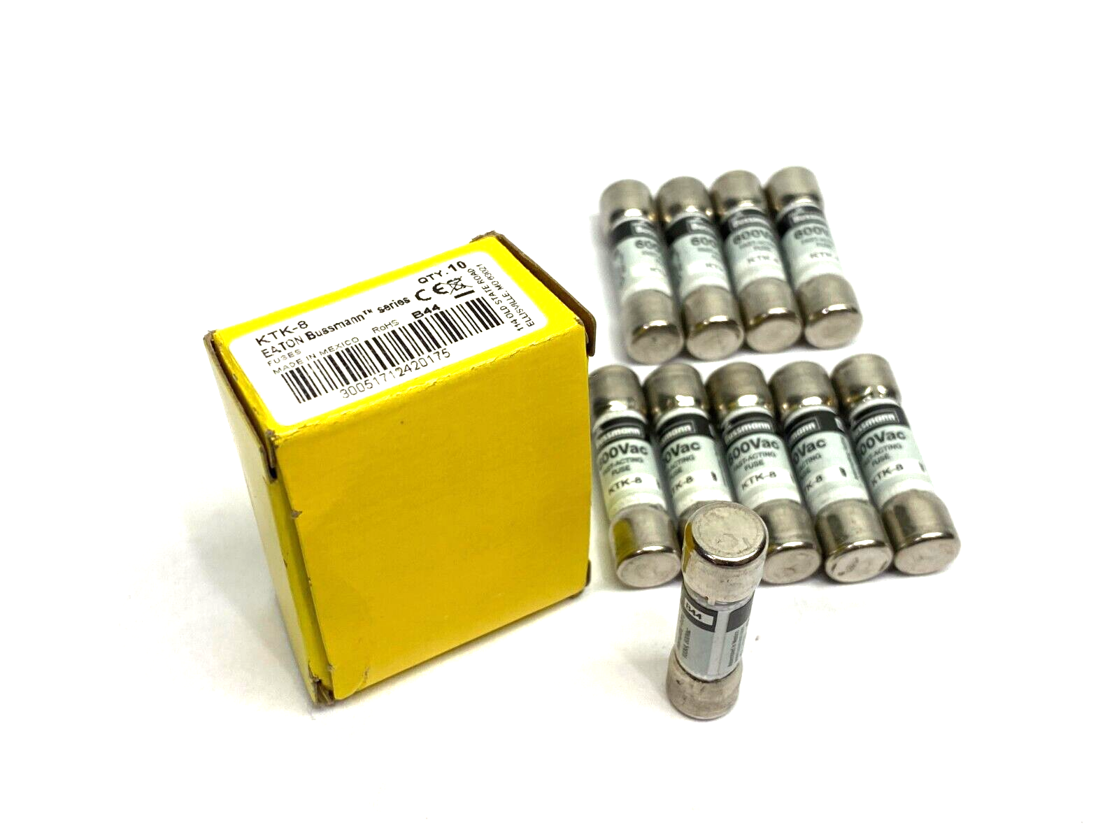 Eaton KTK-8 Bussmann Series Fast Acting Midget Fuse 600VAC BOX OF 10 - Maverick Industrial Sales