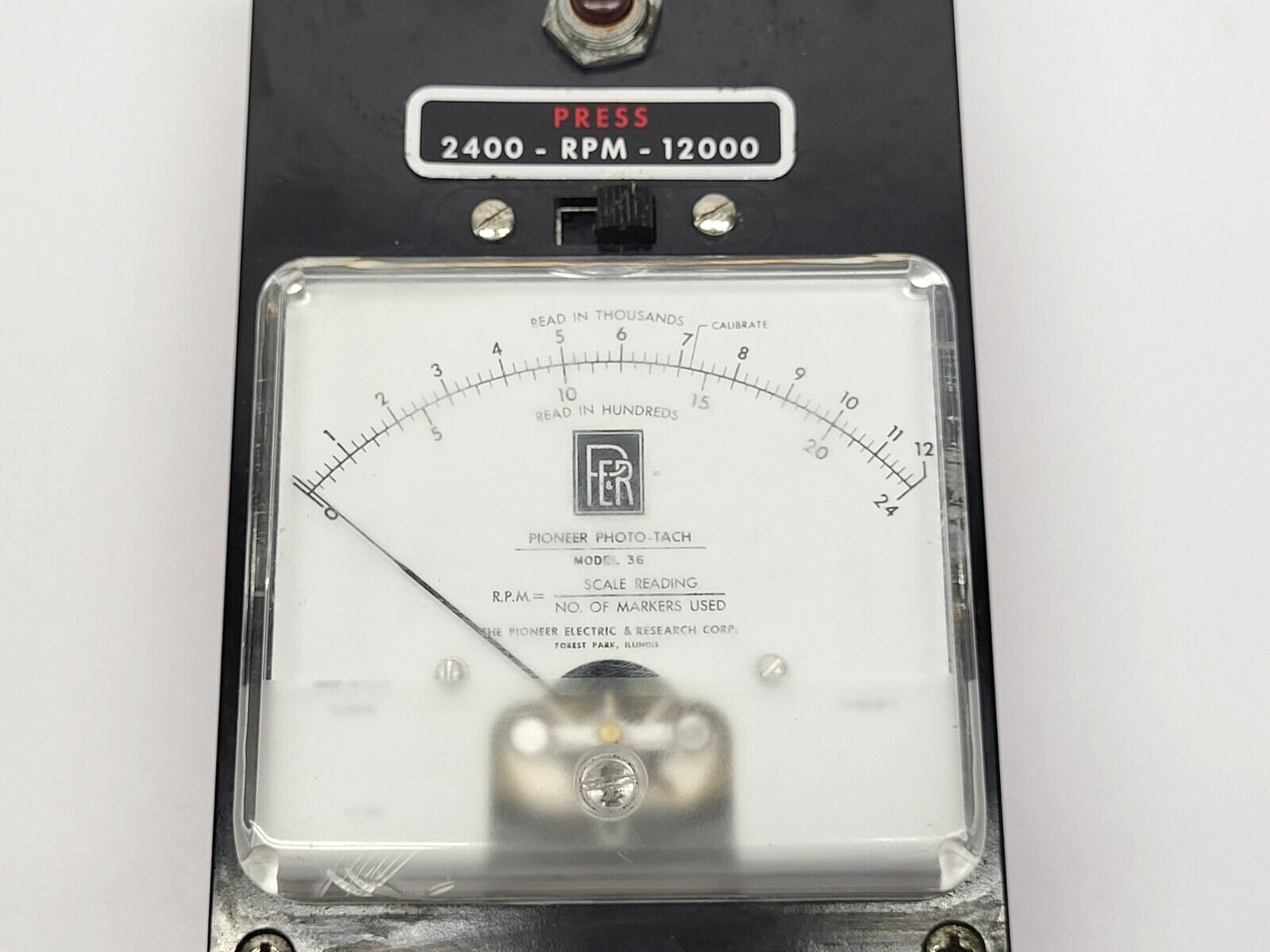 Pioneer Electric 2400-RPM-12000 Photo Tachometer Meter Model 36 - Maverick Industrial Sales
