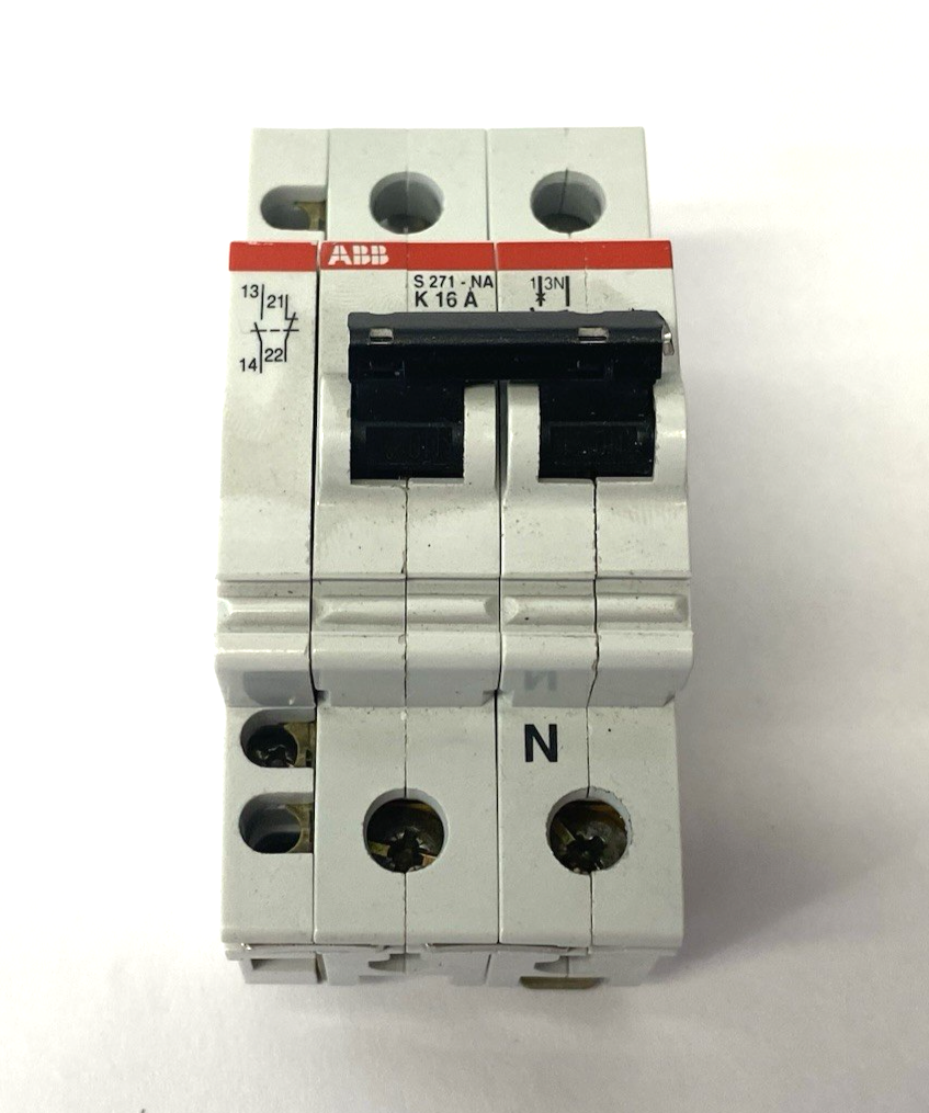 S271-NA K16 A | ABB Miniature Circuit Breaker 2-Pole w/ Auxiliary Contact - Used - Maverick Industrial Sales