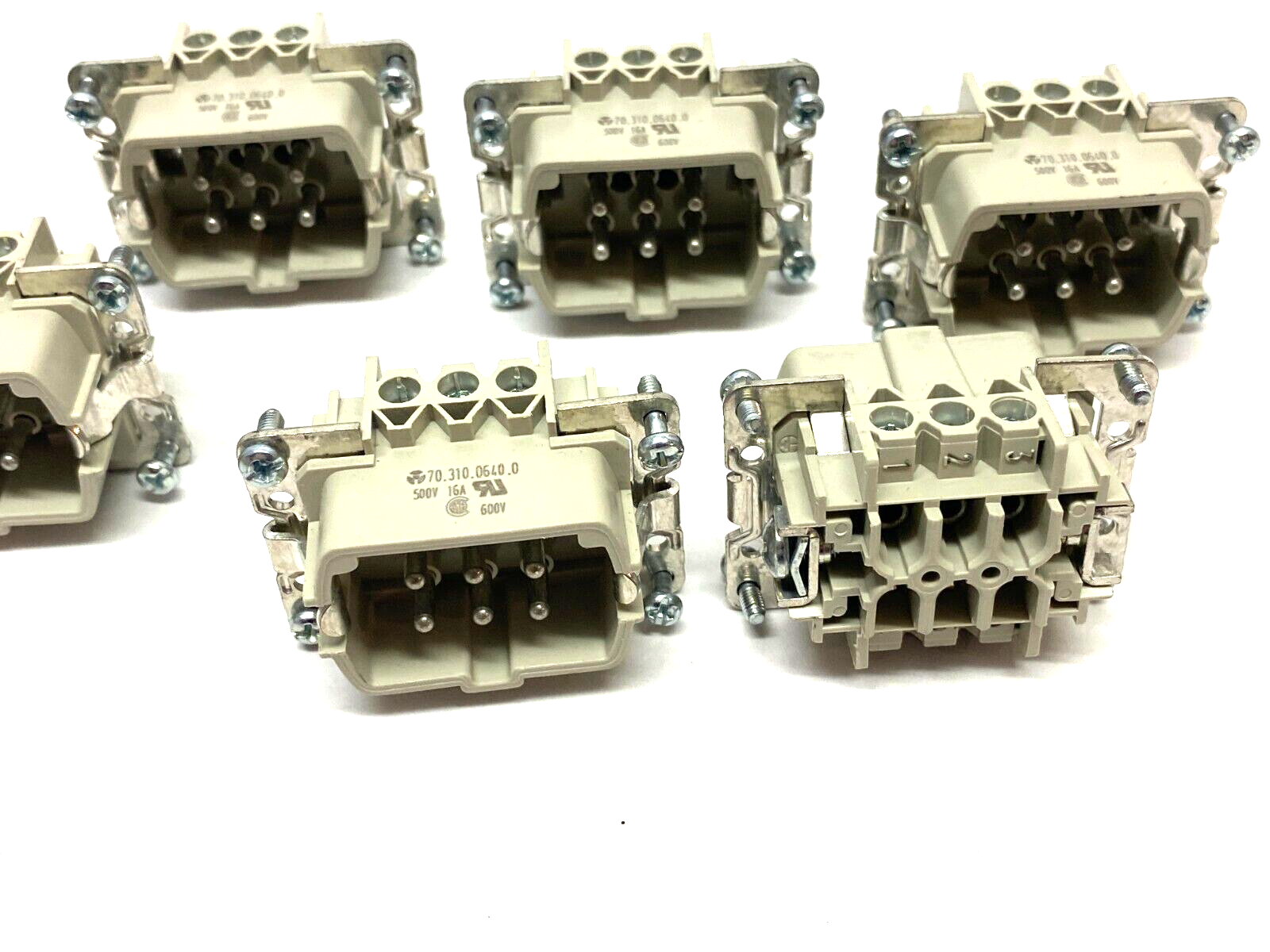 Wieland 70.310.0640.0 Heavy Duty Hood Insert 6+PE Contacts 500V 16A LOT OF 6 - Maverick Industrial Sales