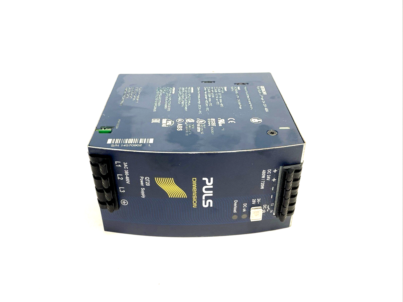 QT20.241 | Puls Power Supply 3PH 24 20A 480W, 3AC 380-480V - Used - Maverick Industrial Sales