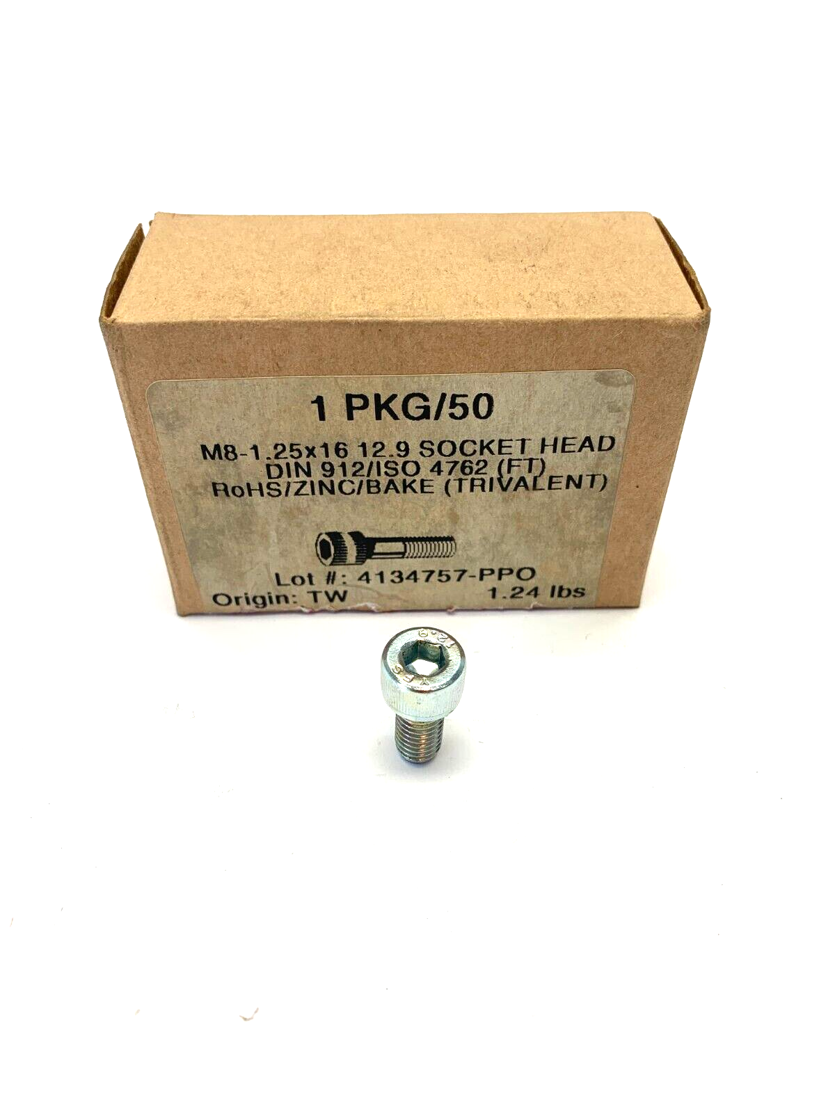 MKCS08C0169ZPKG M8-1.25x16 12.9 Socket Head Cap Screws DIN 912/ISO BOX OF 50 - Maverick Industrial Sales