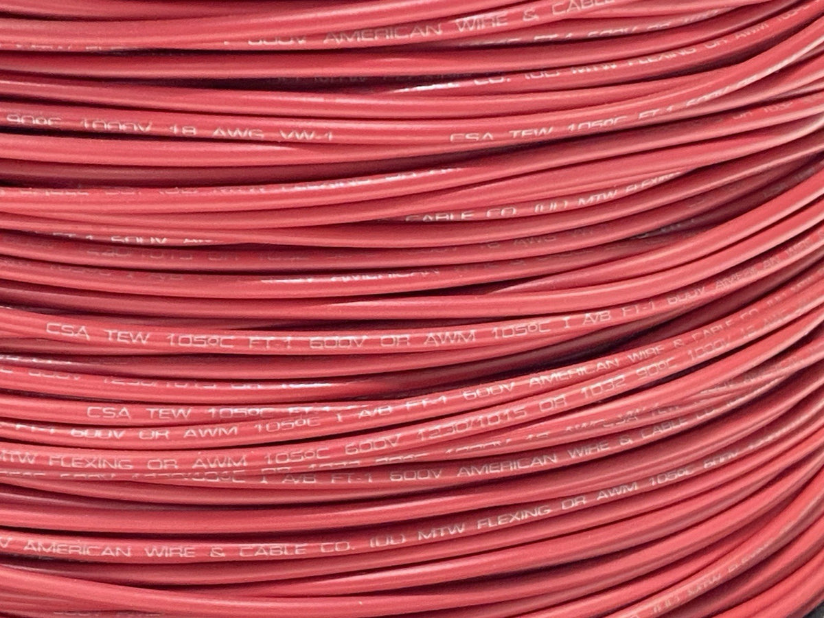 American Wire And Cable MTW-18G-03 18 AWG Hook Up Wire Type MTW Red 1800ft Roll - Maverick Industrial Sales