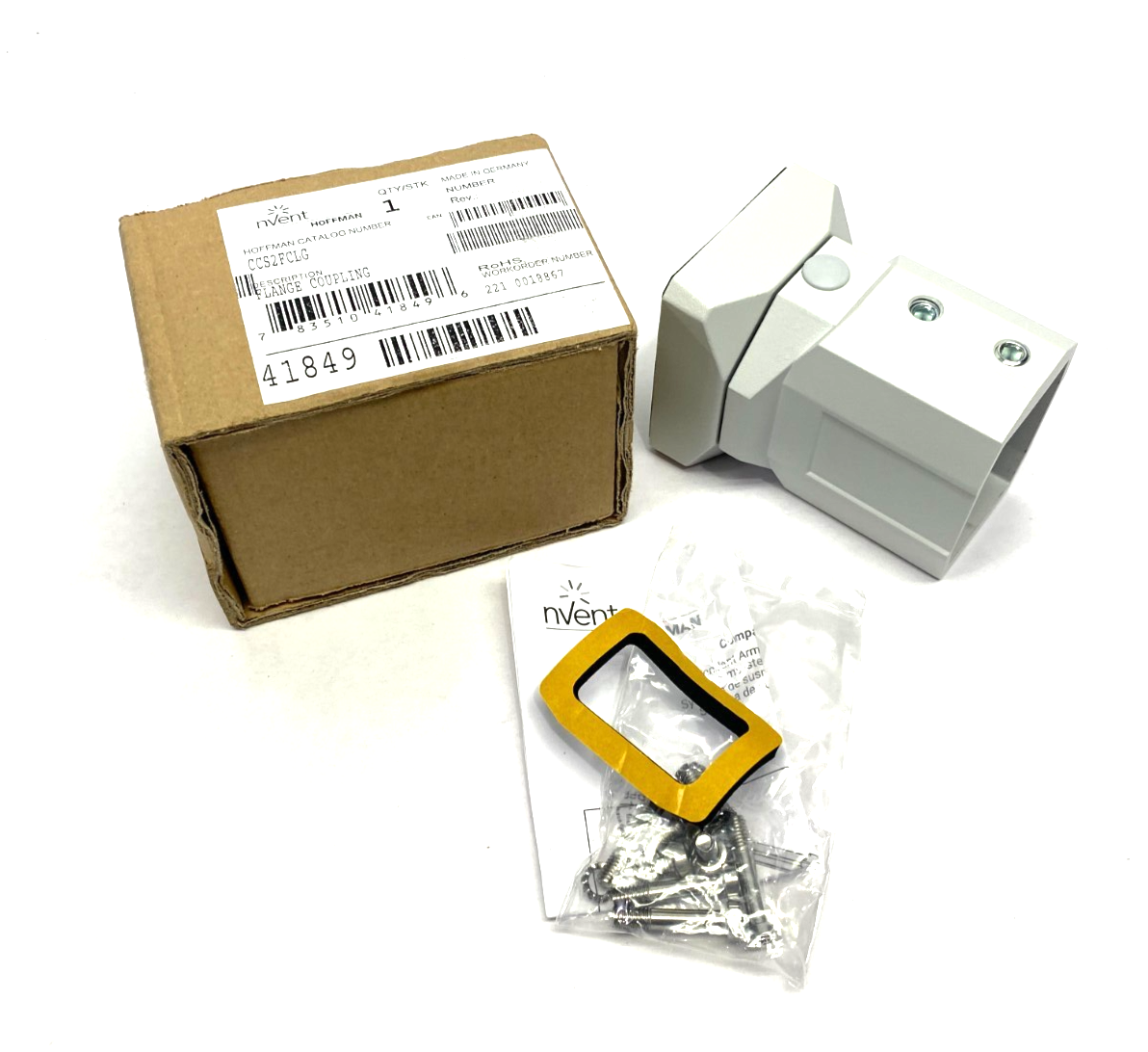 Hoffman CCS2FCLG nVent Flange Coupling Joint for Aluminum Arm 45x60mm White - Maverick Industrial Sales