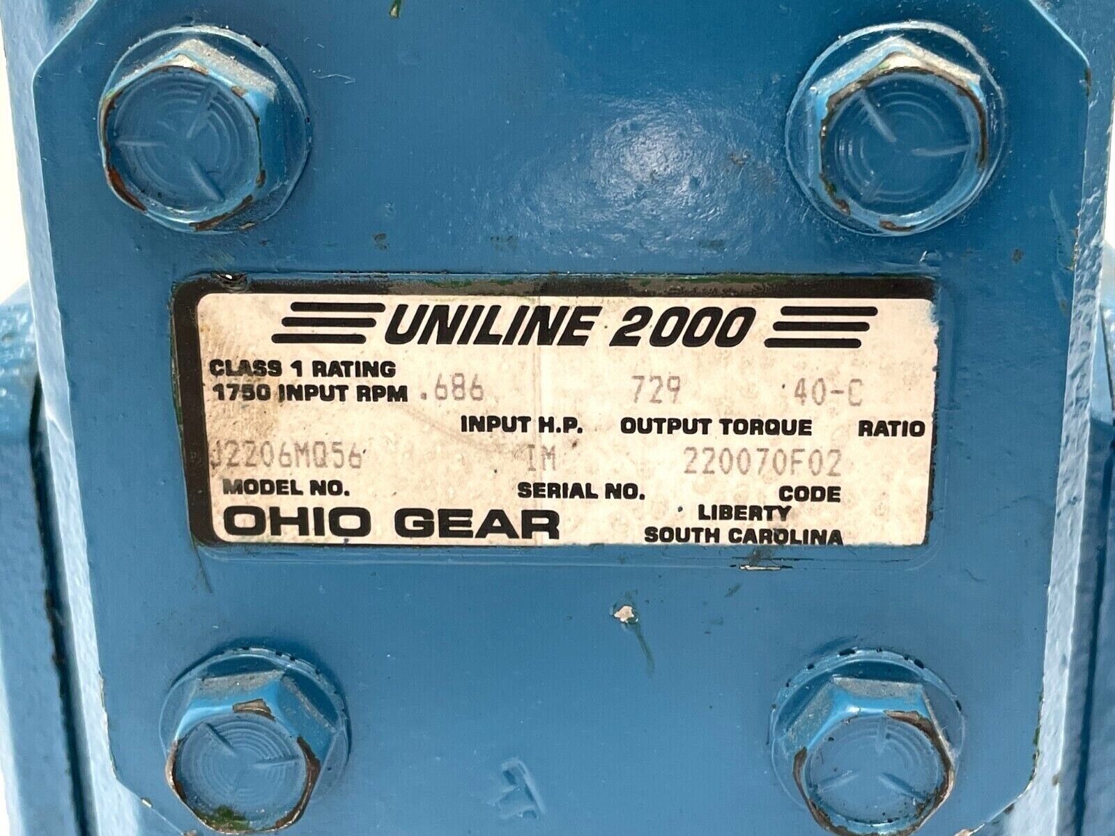 Ohio Gear U2206MQ56 Gear Reducer 1750 Input RPM Class 1 - Maverick Industrial Sales