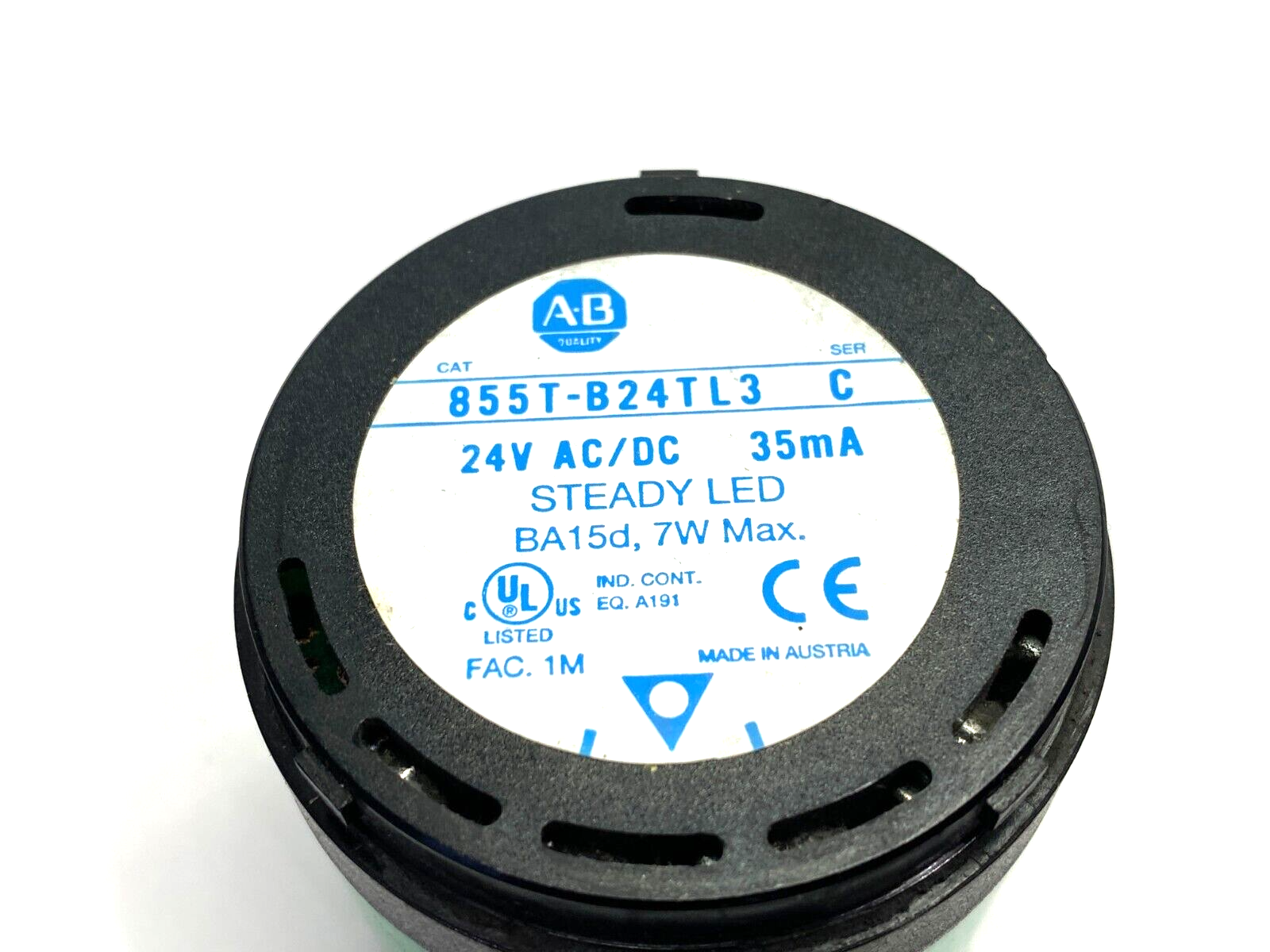 Allen Bradley 855T-B24TL3 Ser. C Steady LED Stack Light Module Green 24V NO BULB - Maverick Industrial Sales