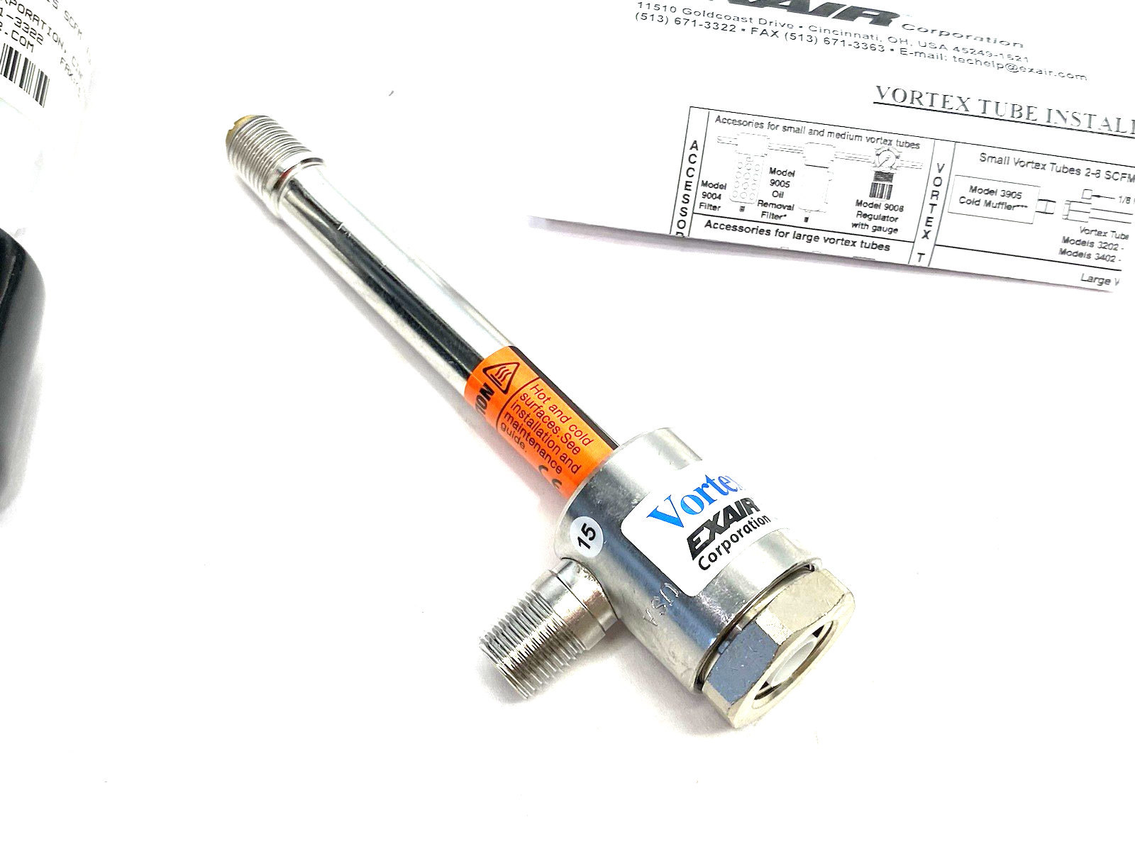 3215 | Exair Stainless Steel Vortex Tube 15 SCFM/425 SLPM - New – Open box - Maverick Industrial Sales