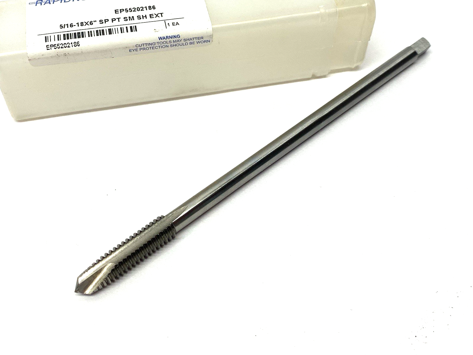 EP55202186 | Rapidkut Spiral Point Extension Plug Tap 5/16-18 x 6" OAL, SM SH - New – Open box - Maverick Industrial Sales