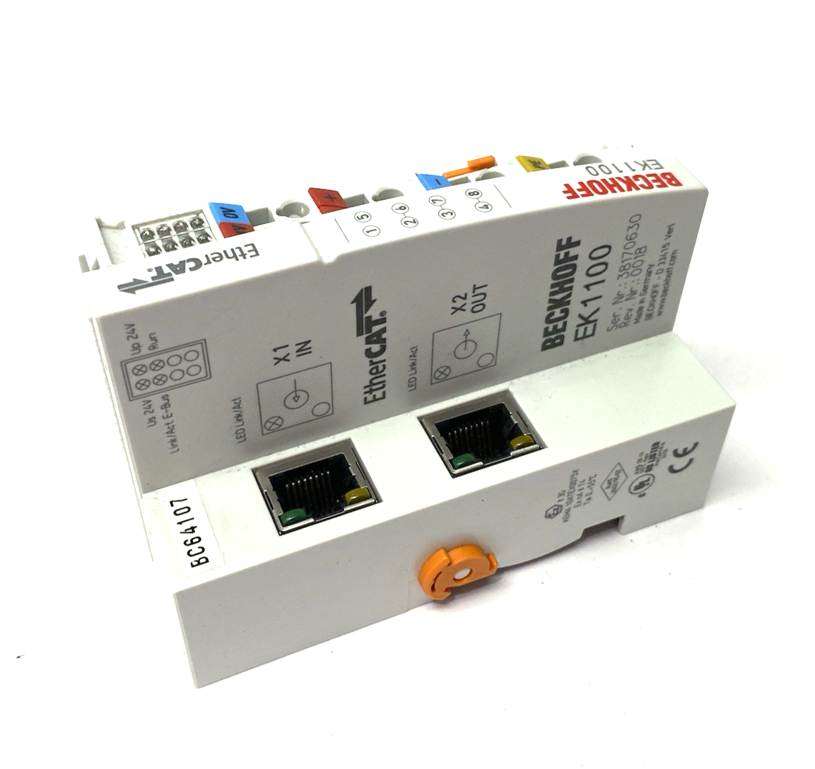 Beckhoff EK1100 EtherCAT Coupler Terminal Module 2x RJ45 Socket Connections - Maverick Industrial Sales