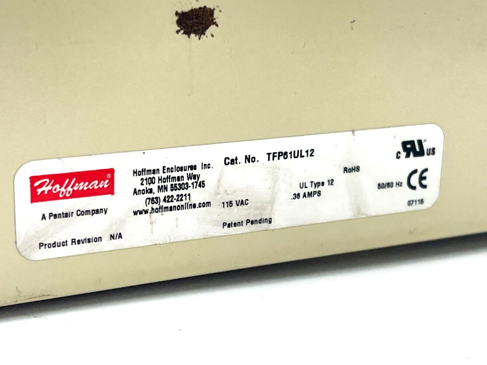 TFP61UL12 | Hoffman Enclosure Cooling Fan 0.36A 115V - For parts or not working - Maverick Industrial Sales