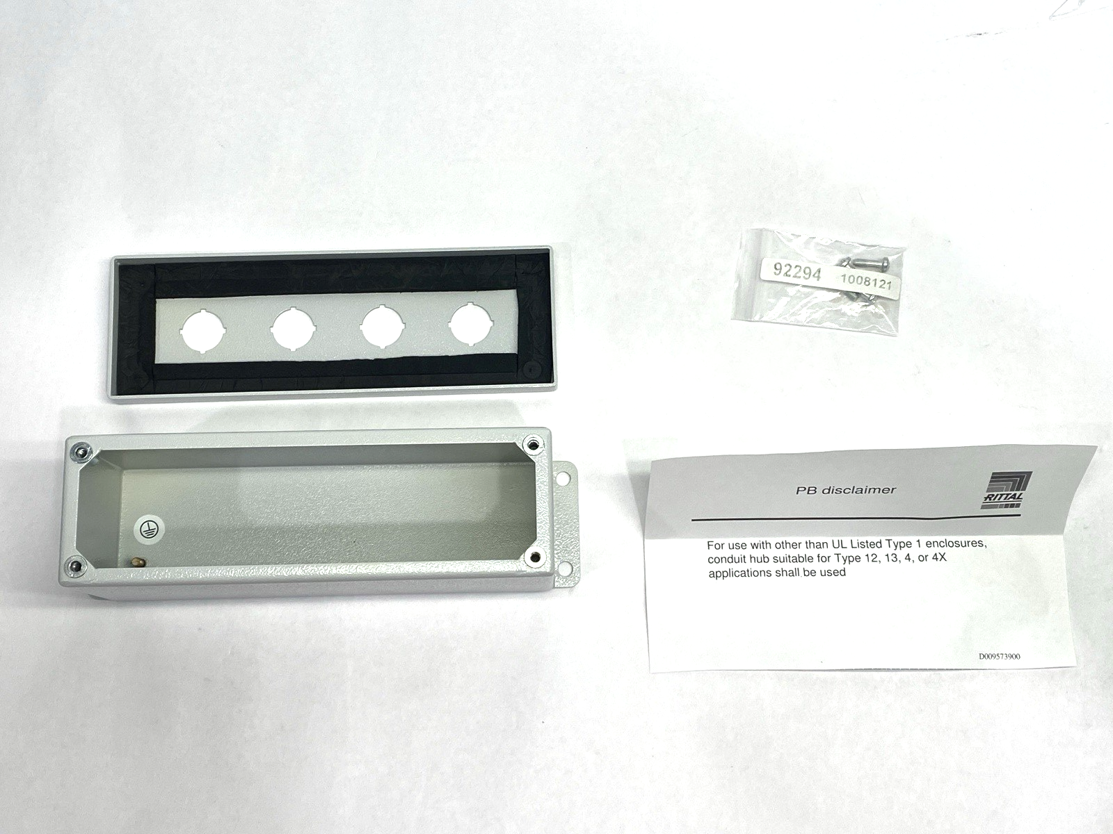 8017667 | Rittal PB Pushbutton Housing 4-Hole 22.5mm Dia. 88mm Depth 69mm Width - New – Open box - Maverick Industrial Sales