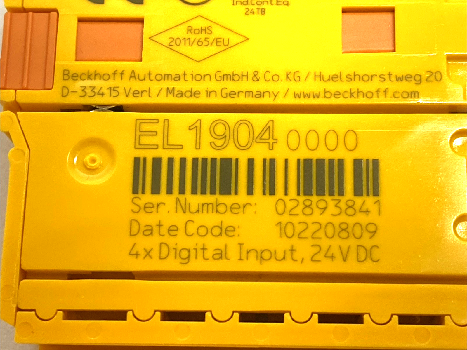Beckhoff EL1904 4-Ch Digital Input Terminal TwinSAFE EtherCAT 24V - Used - Maverick Industrial Sales