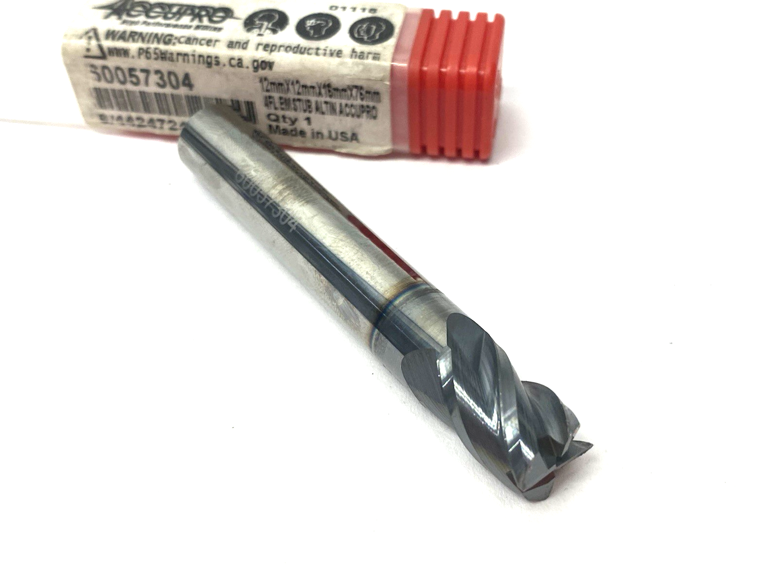 Accupro 60057304 Square End Mill: 12.00mm Dia, 16.00 mm LOC, 4 Flutes - Maverick Industrial Sales