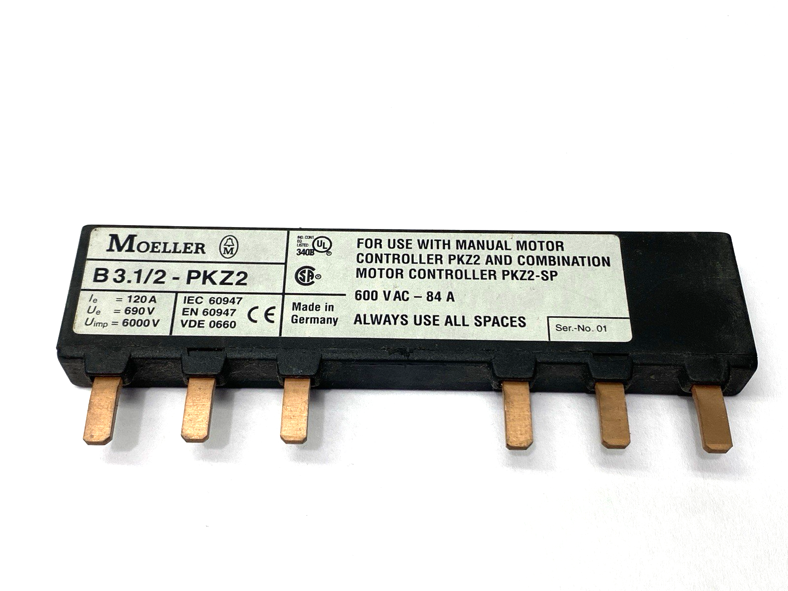 Moeller B3.1/2-PKZ2 Busbar for PKZ2 / PKZ2-SP - Maverick Industrial Sales