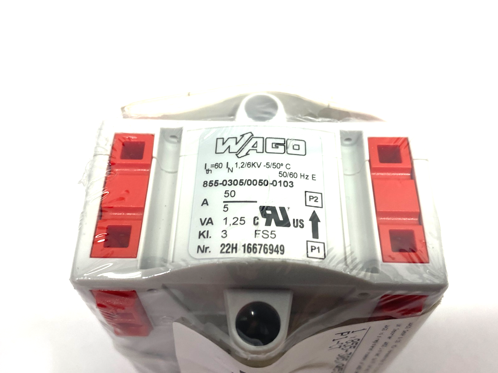 Wago 855-305/050-103 Plug In Current Transformer 50 A / 5 A 855-0305/0050-0103 - Maverick Industrial Sales