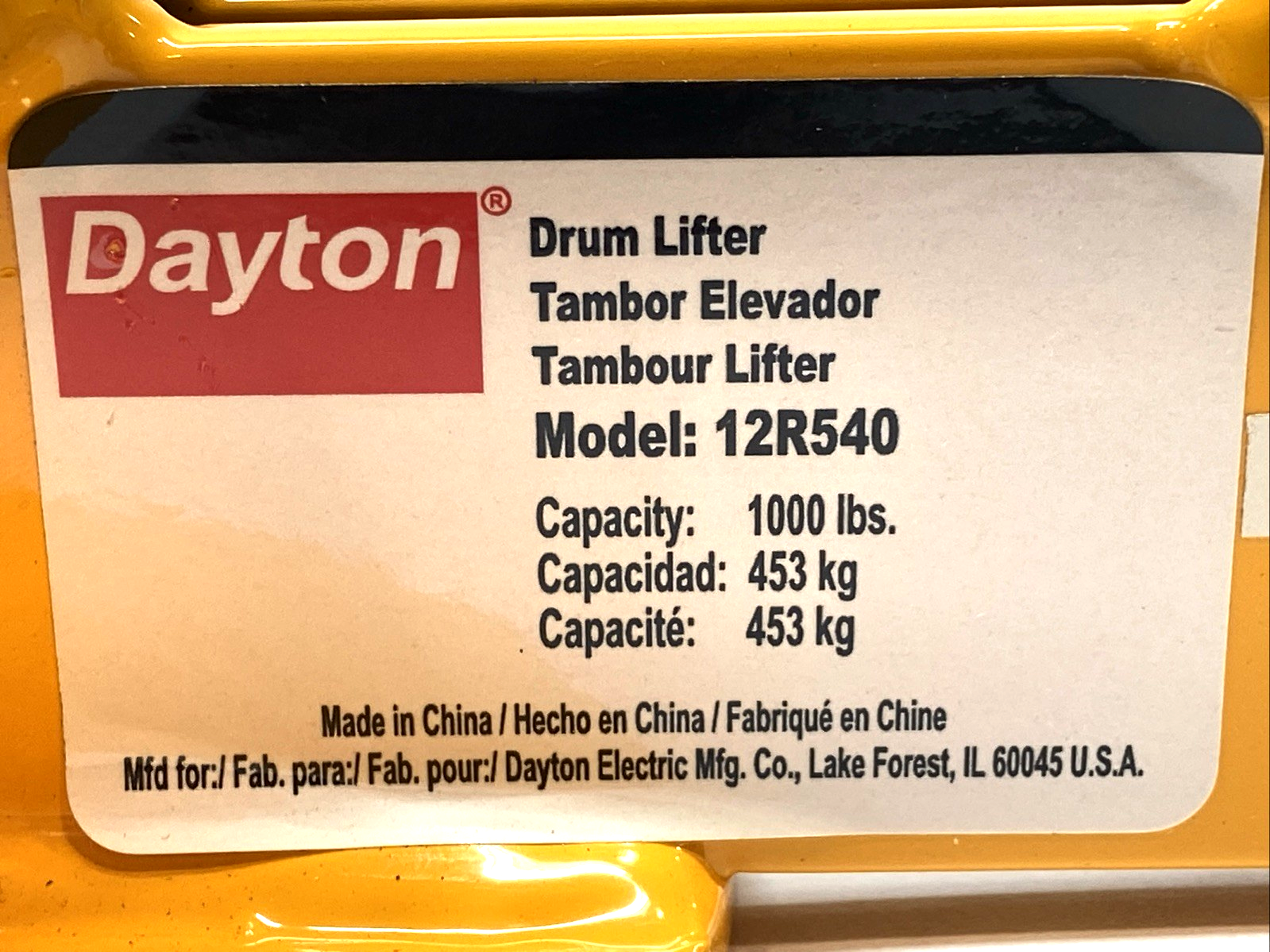 12R540 | Dayton Hoist 3-Point Drum Lifter - New – Open box - Maverick Industrial Sales