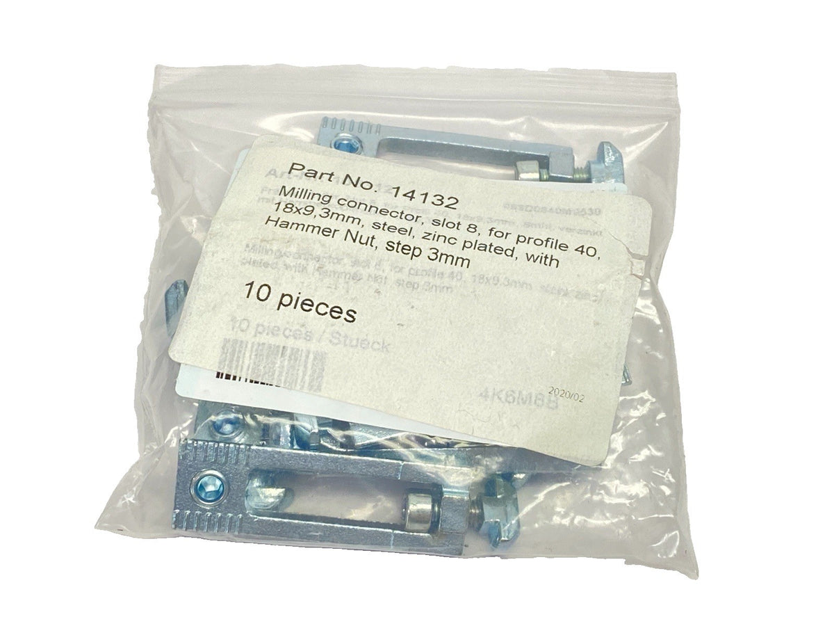 14132 | 80/20 40 Series Milling Connector 18 x 8.3mm LOT OF 10 - New - Maverick Industrial Sales