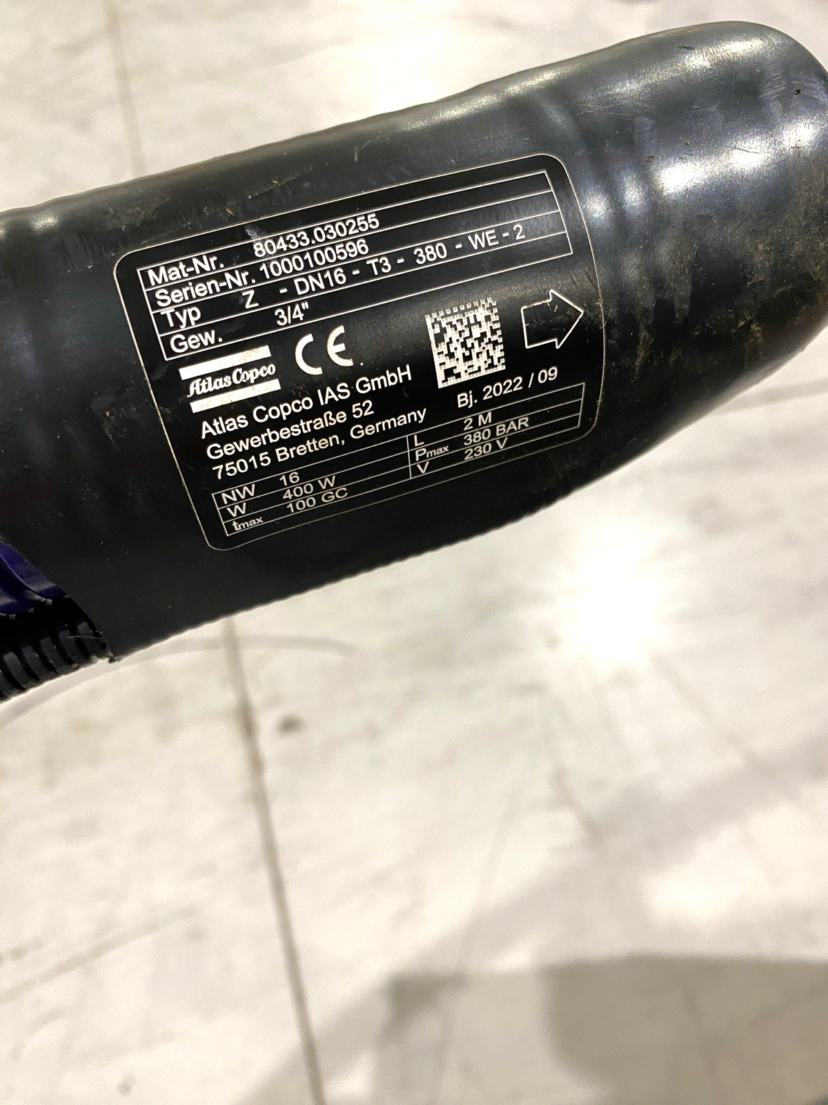 Atlas Copco 80433.030255 Heizschlauch DN16_2.00_100 - Maverick Industrial Sales