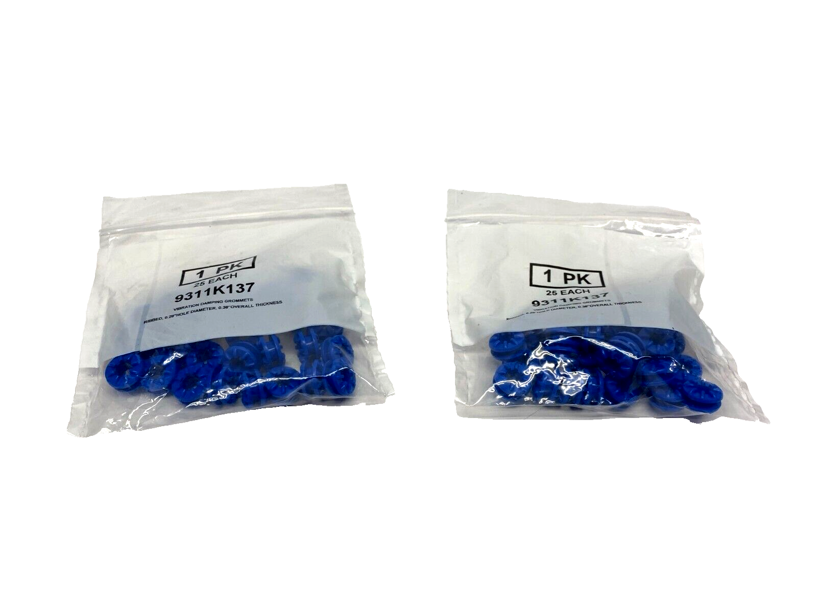 9311K137 | Vibration-Dampening Grommet, Ribbed, 0.28" Hole Dia. 0.38" Thick 50PK - New - Maverick Industrial Sales