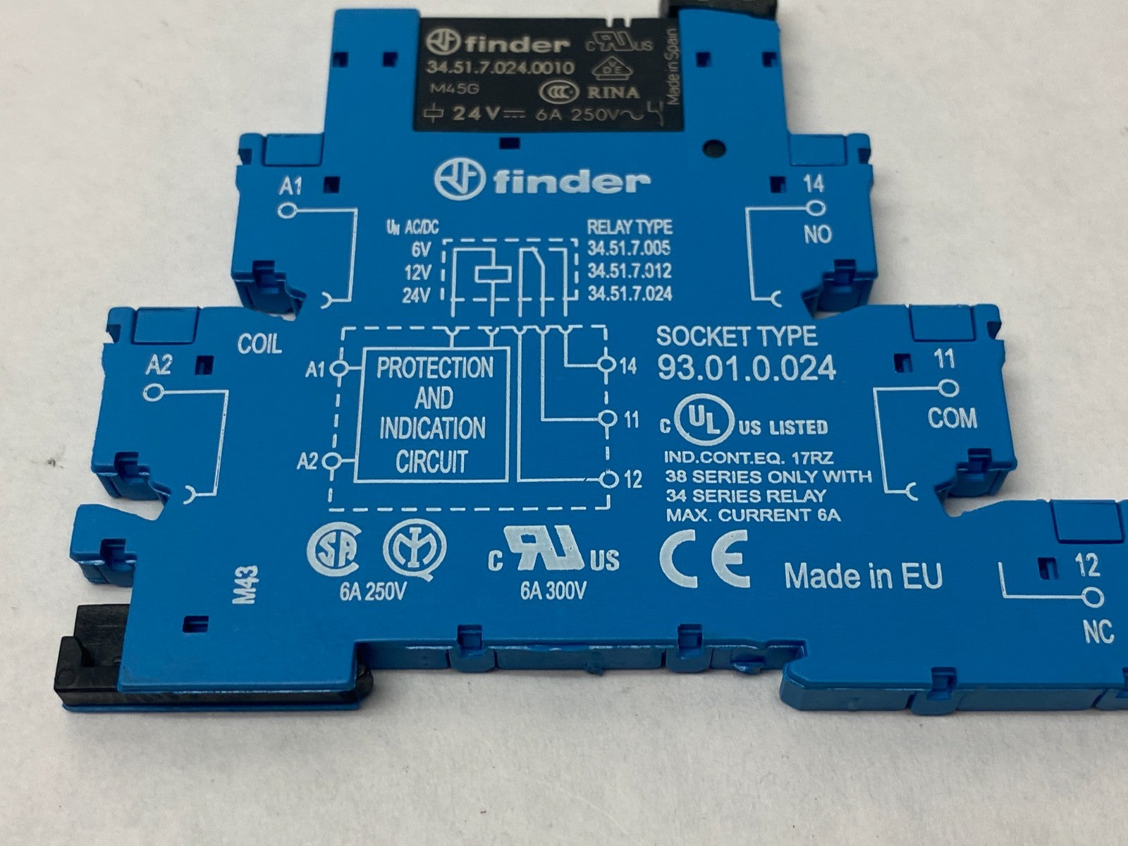 Finder 34.51.7.024.0010 Ultra-Slim Relay w/ 93.01.0.024 Socket Base - Maverick Industrial Sales
