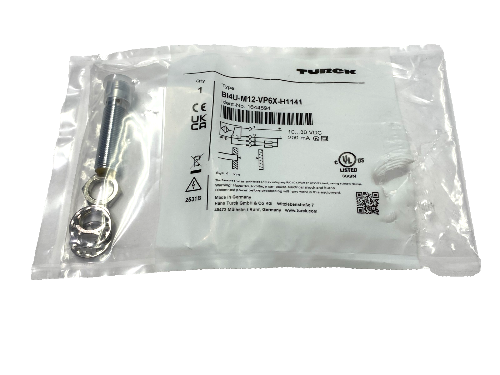 Turck BI4U-M12-VP6X-H1141 Inductive Proximity Sensor M12 10-30VDC 1644894 - Maverick Industrial Sales