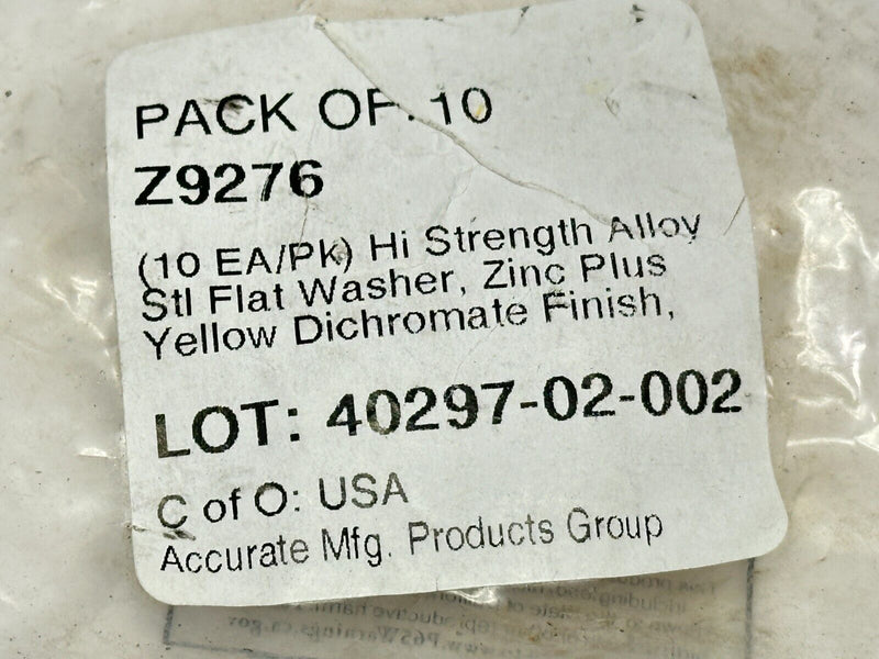 Z9276 High Strength Alloy Steel Flat Washer Zinc 0.656" Dia 5/8" Screw PKG OF 10 - Maverick Industrial Sales