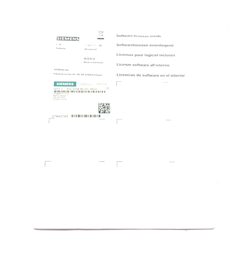 Siemens 6SL3054-0EJ01-1BA0 SINAMICS S120 CompactFlash Card, SW 4.8 HF6 - Maverick Industrial Sales