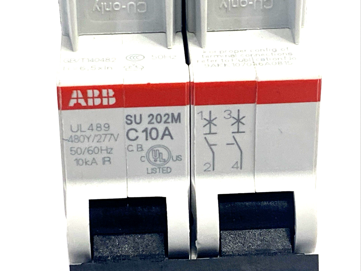 ABB SU202M-C10 Miniature Circuit Breaker, 2-Pole 10A 480Y/277V, 2CDS272337R0104 - Maverick Industrial Sales