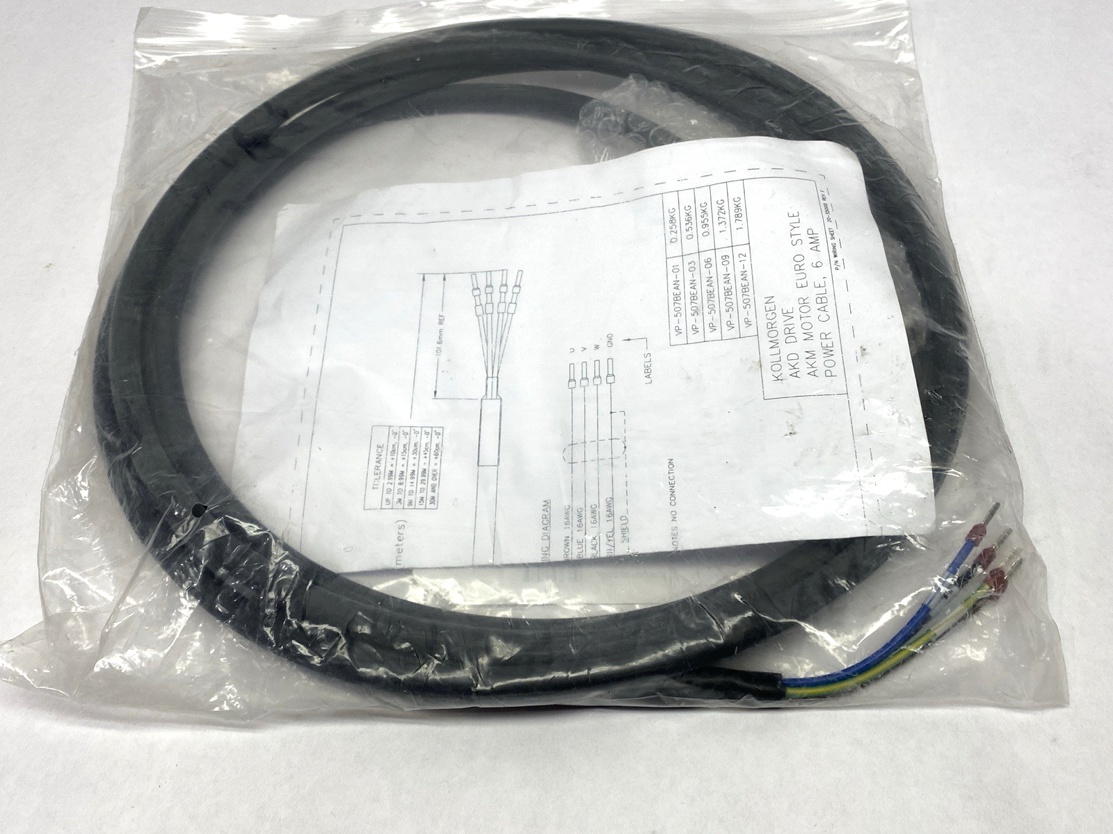 Kollmorgen VP-507BEAN-03 Euro Style Power Cable 6A - Maverick Industrial Sales