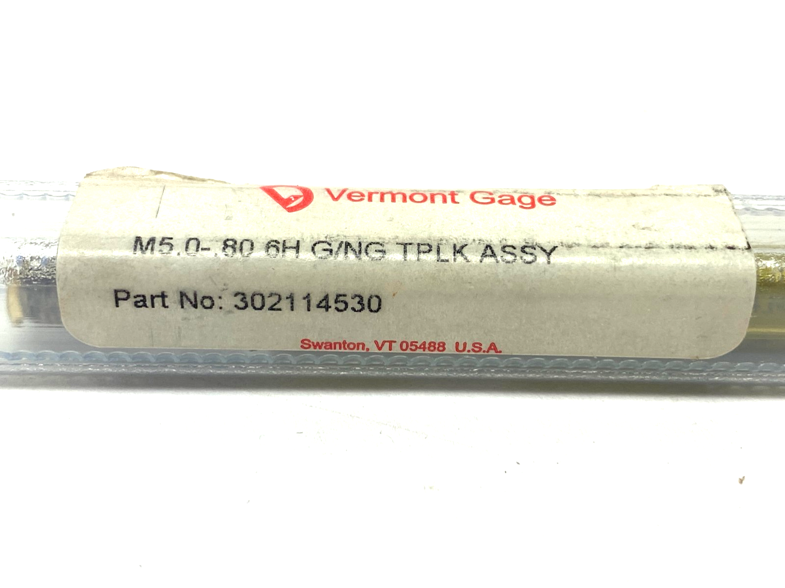 Vermont Gage 302114530 Taperlock Threaded Gauge Plug M5.0-0.80 6H GO/NOGO - Maverick Industrial Sales