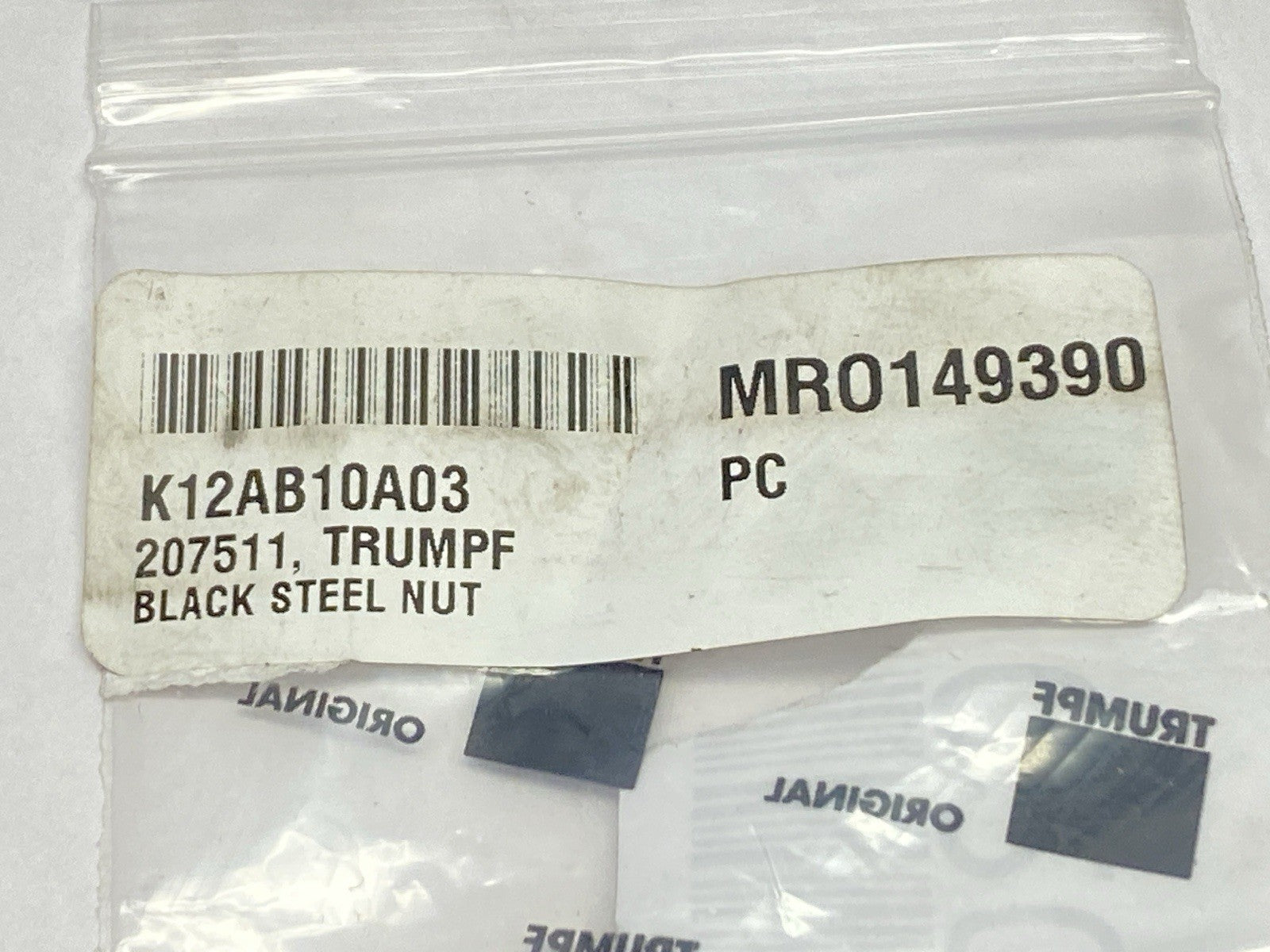 Trumpf 207511 Black Steel Nut LOT OF 2 - Maverick Industrial Sales