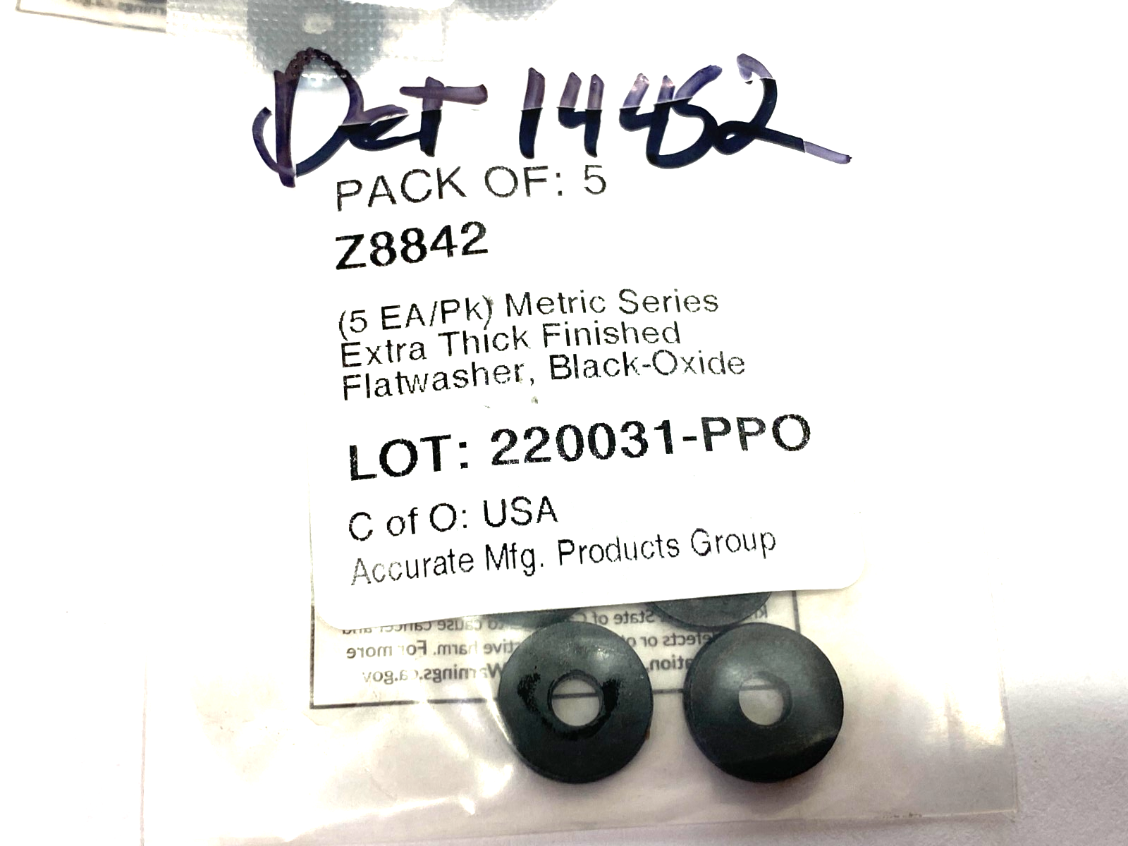 Z8842 | Accurate Mfg. Extra Thick Finished Flat Washer LOT OF 8PKGS, 40 WASHERS- New - Maverick Industrial Sales
