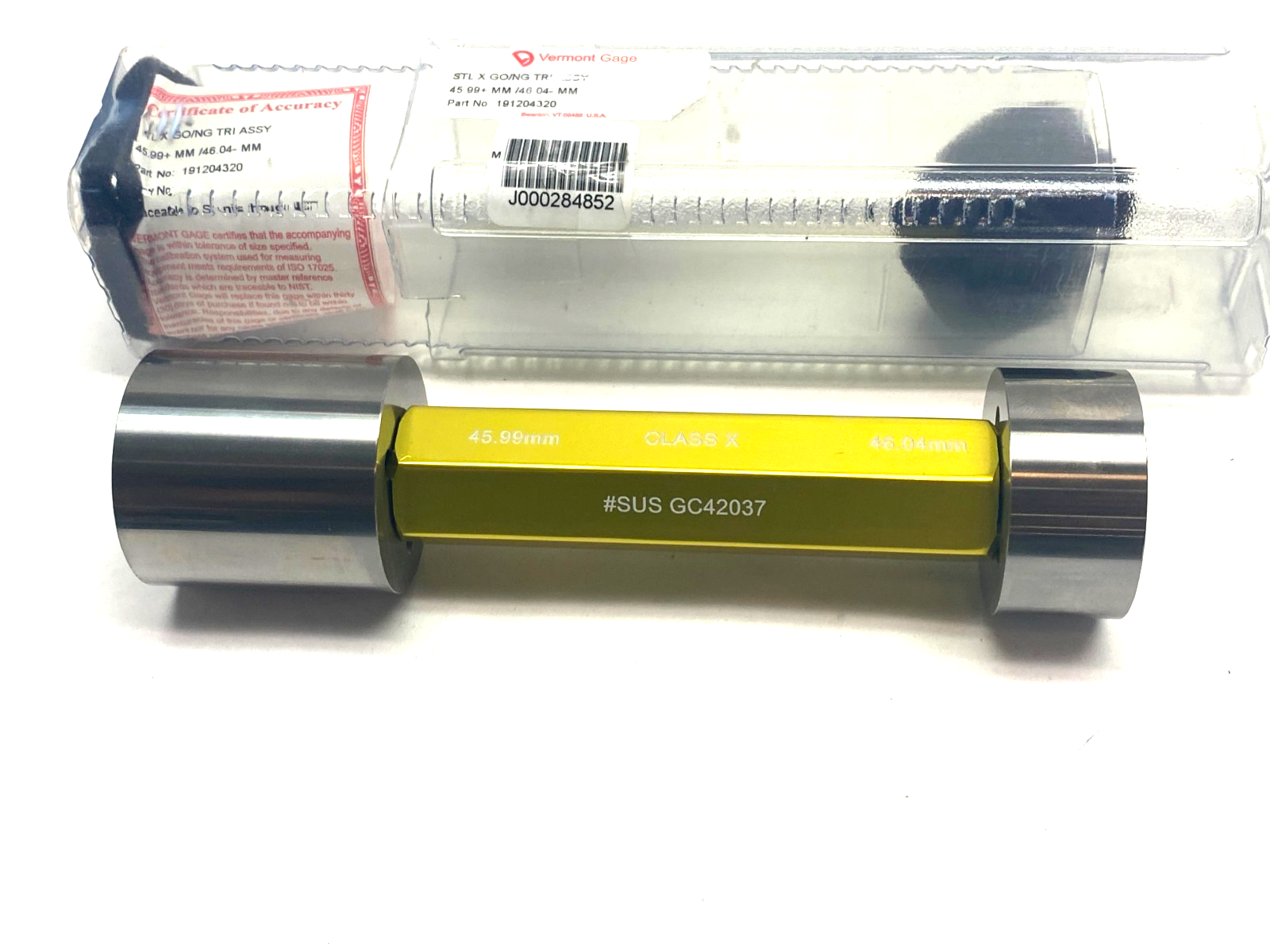 Vermont Gage 191204320 Trilock GO/NO-GO Assembly Steel Class X 45.99+mm/46.04-mm - New – Open box - Maverick Industrial Sales