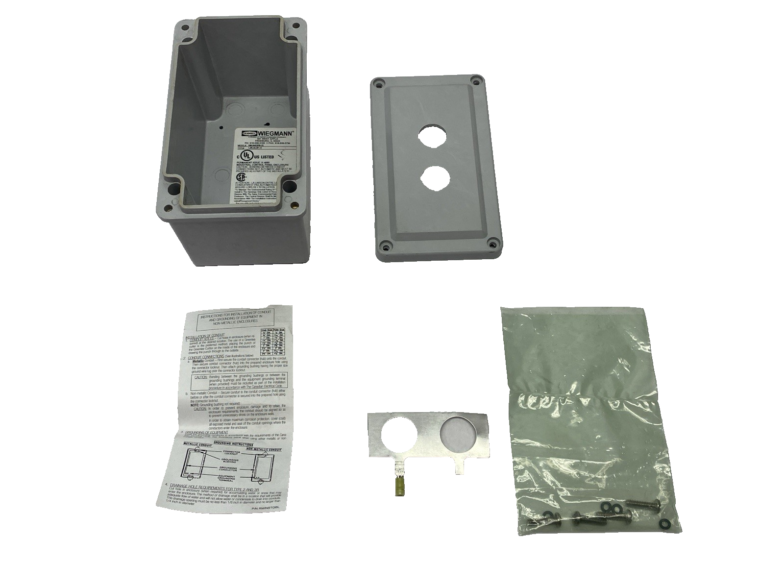 Hubbell Wiegmann HW-N4X2PB-22 Gray Pushbutton Enclosure 22mm 6" x 4" x 4" - Maverick Industrial Sales
