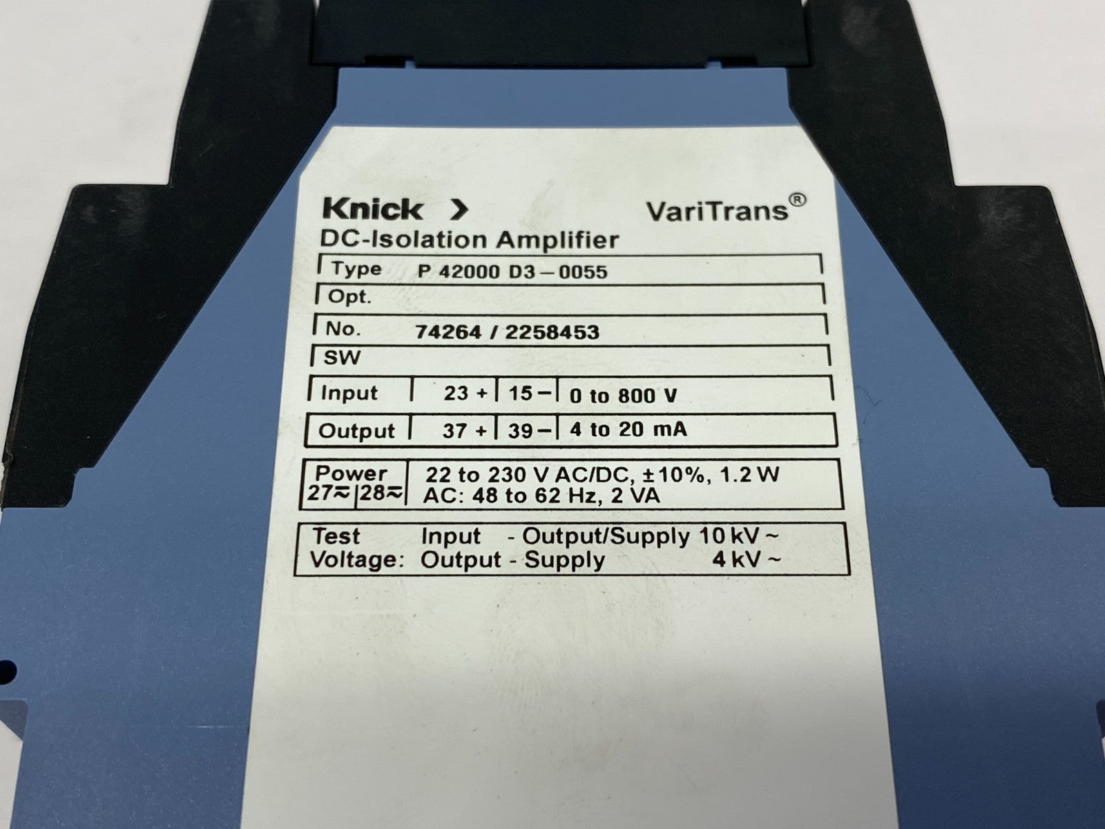 Knick P42000 D3-0055 VariTrans DC-Isolation Amplifier 74264/2258453 - Maverick Industrial Sales