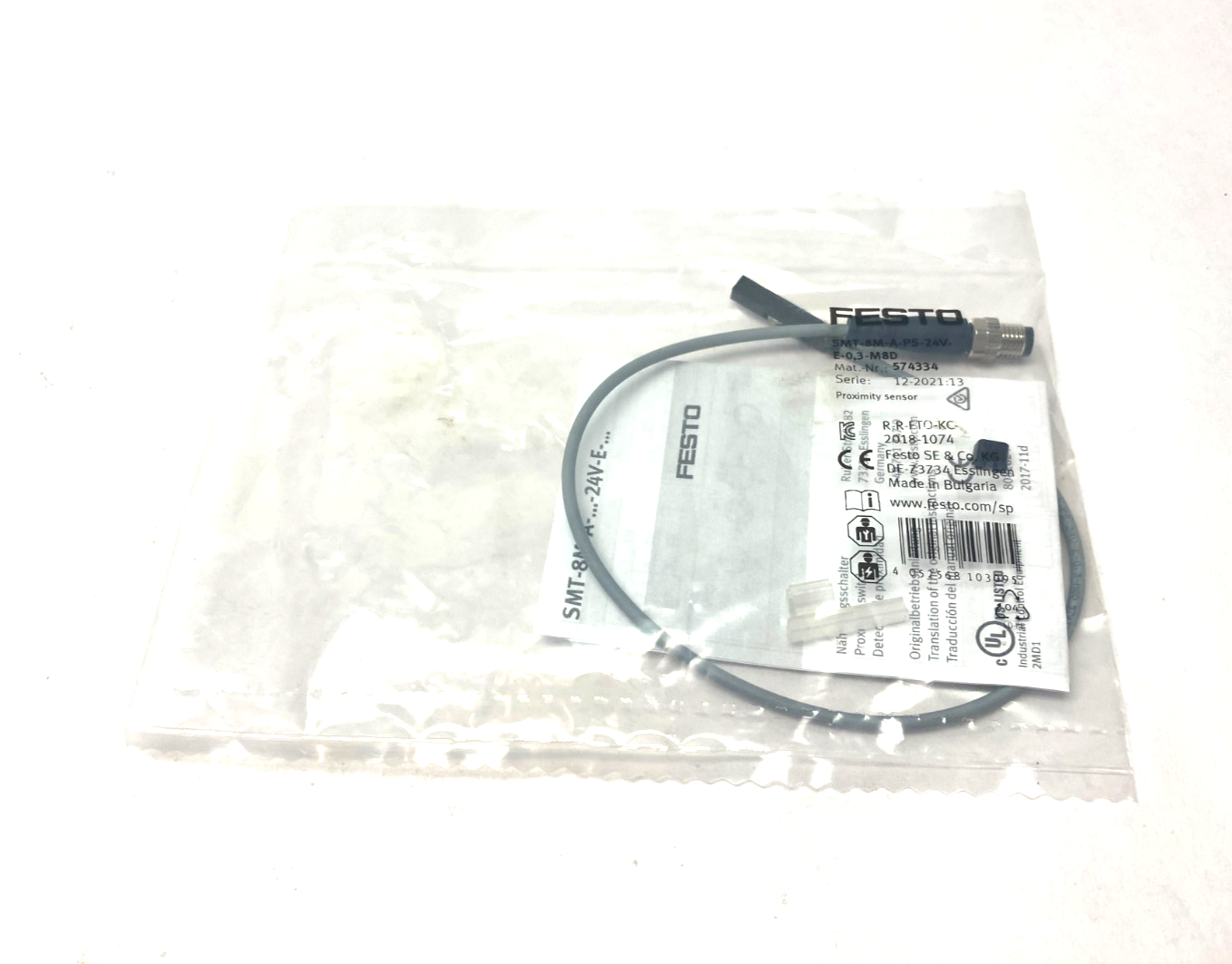 Festo SMT-8M-A-PS-24V-E-0,3-M8D Proximity Sensor M8 3-Pin PNP 574334 - Maverick Industrial Sales