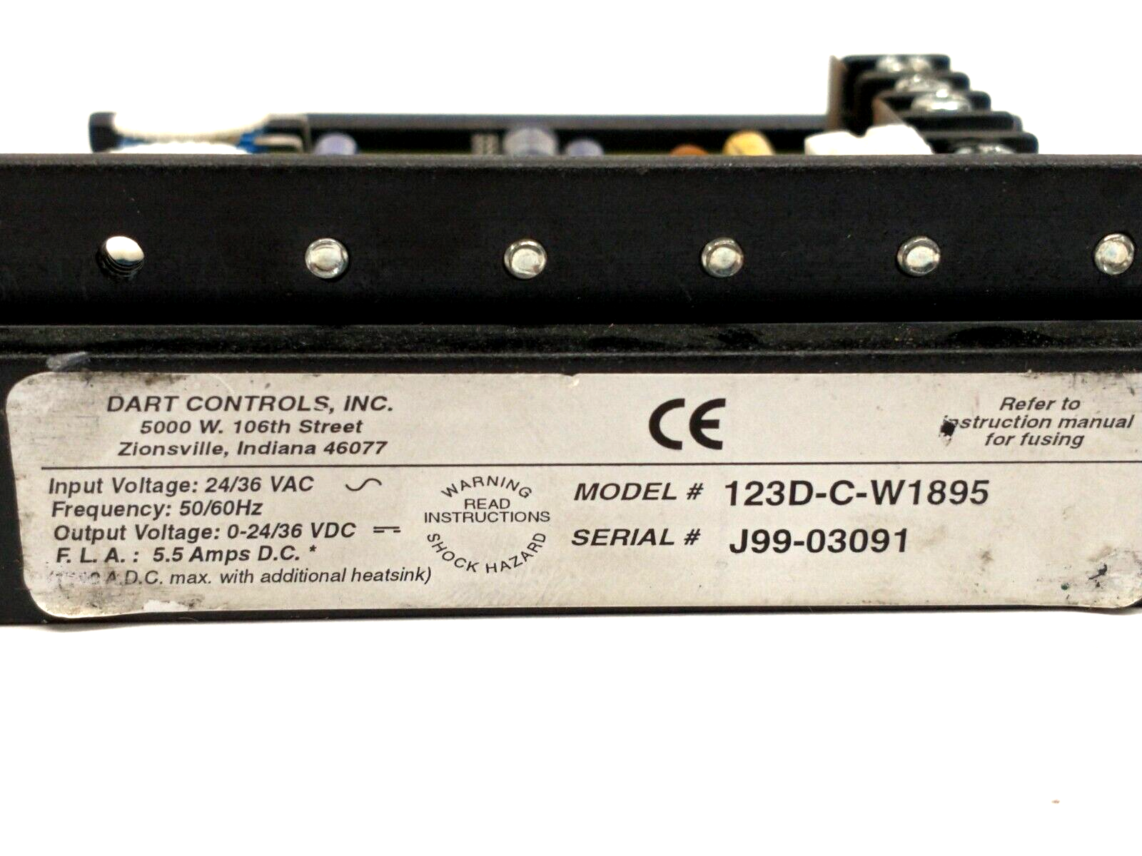 Dart Controls 123D-C-W1895 Variable Speed Control 24/36VAC 0-24/36VDC 5.5A BURNT - Maverick Industrial Sales
