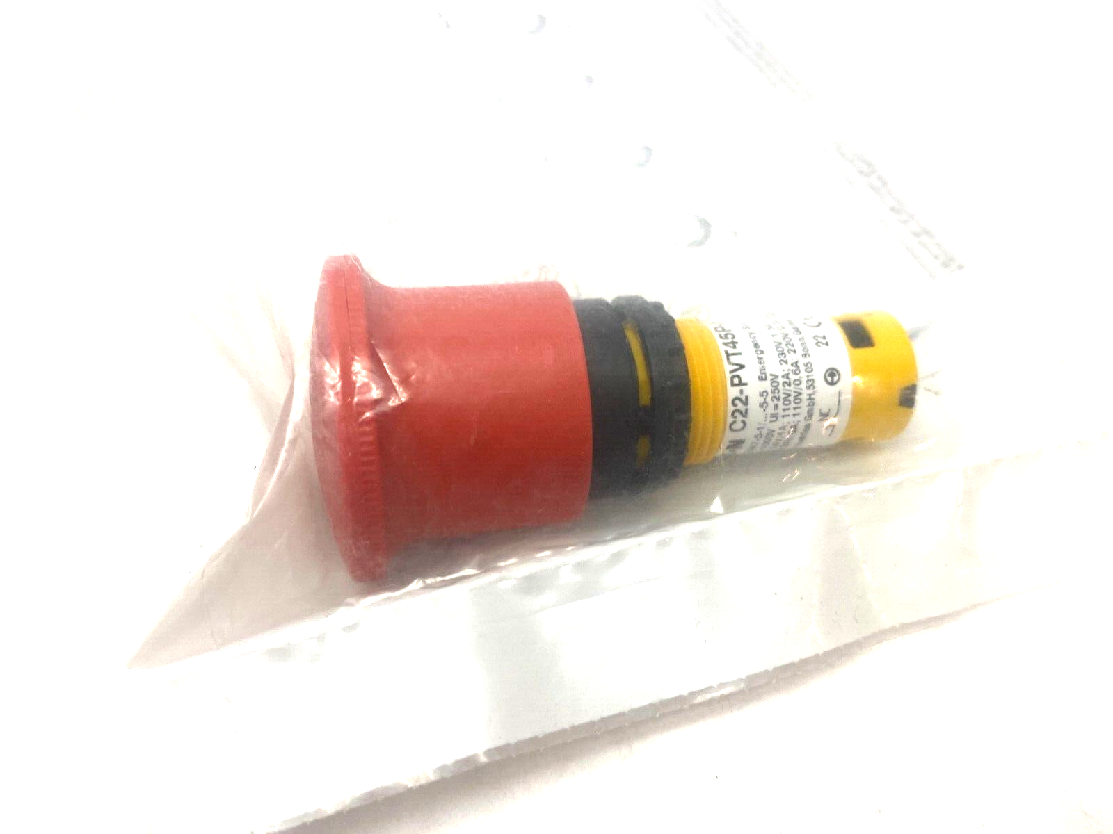 C22-PVT45P-K02 | Eaton Emergency Stop Pushbutton 45mm Rotate Release Red - New - Maverick Industrial Sales