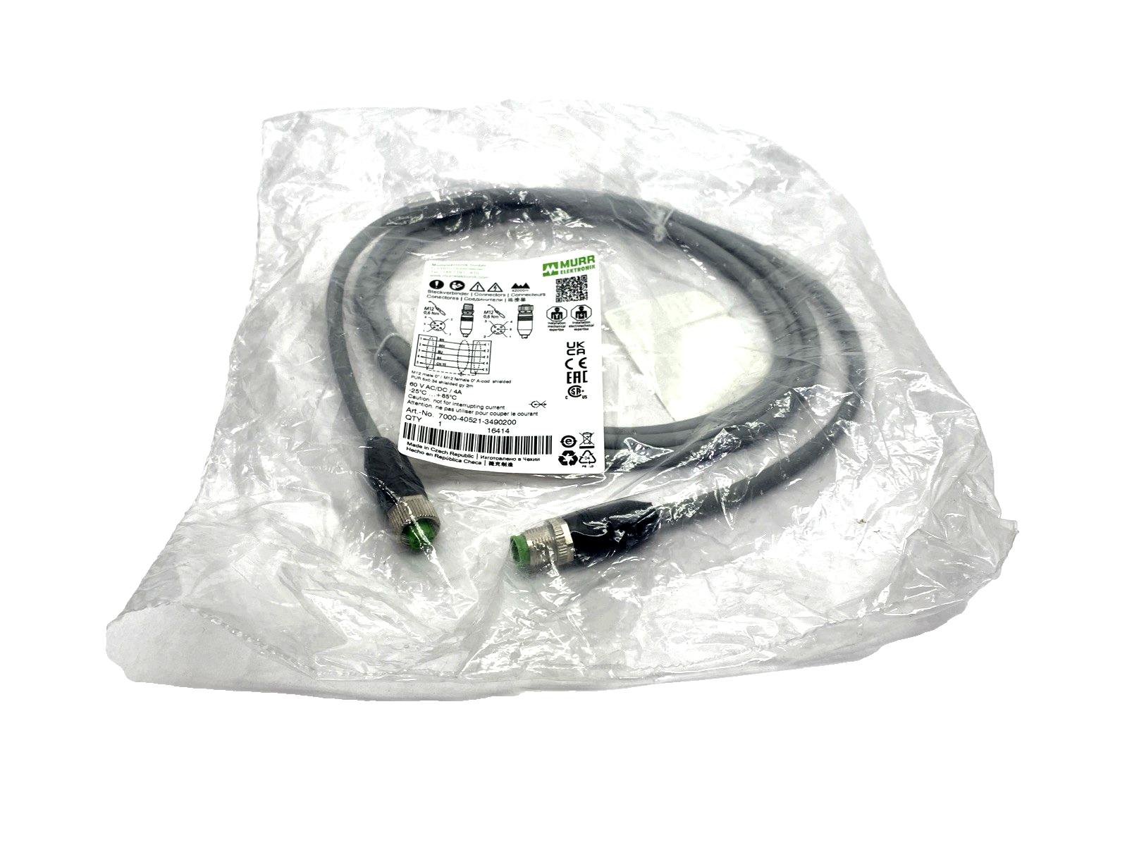 Murr Elektronik 7000-40521-3490200 Cordset M12 Male To Female 5-Pin 2m - Maverick Industrial Sales