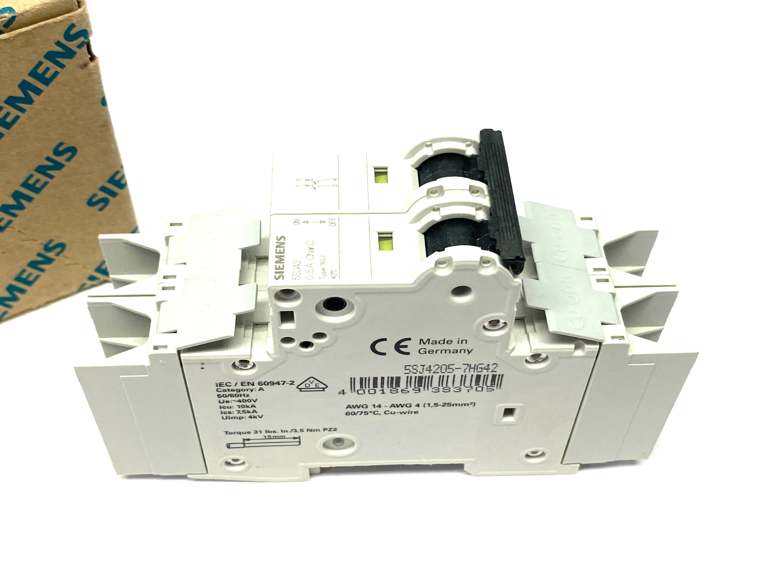 Siemens 5SJ4205-7HG42 Circuit Breaker, 2-Pole, C-Trip, 10kA - Maverick Industrial Sales