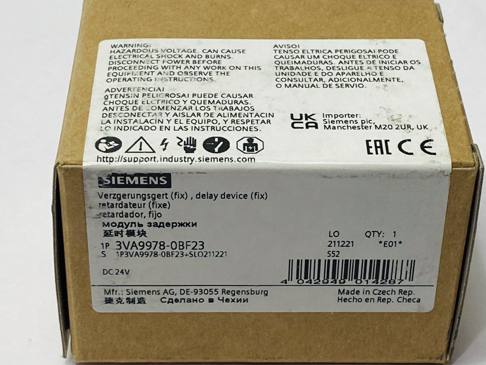 Siemens 3VA9978-0BF23 Fixed Time Delay Device 24VDC - Maverick Industrial Sales