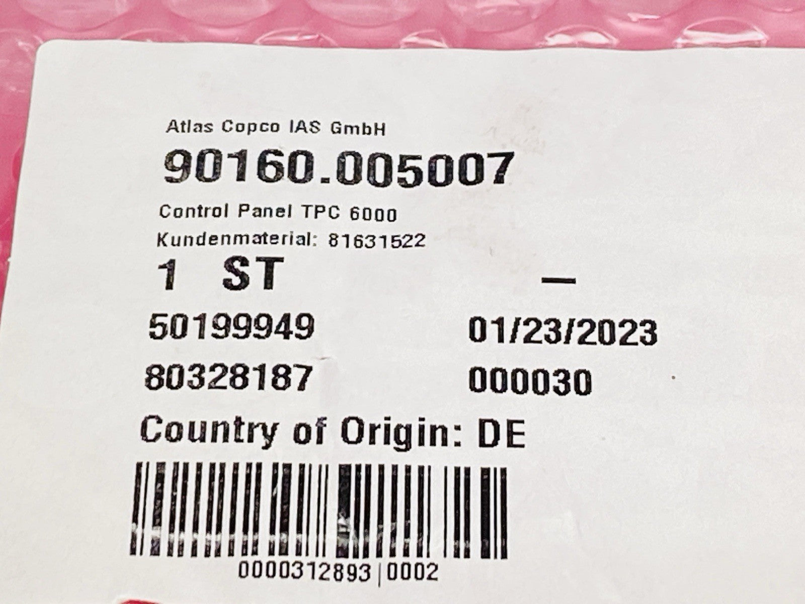 Atlas Copco 90160.005007 SCA Glue Coating Control Screen Panel TPC 6000 - Maverick Industrial Sales