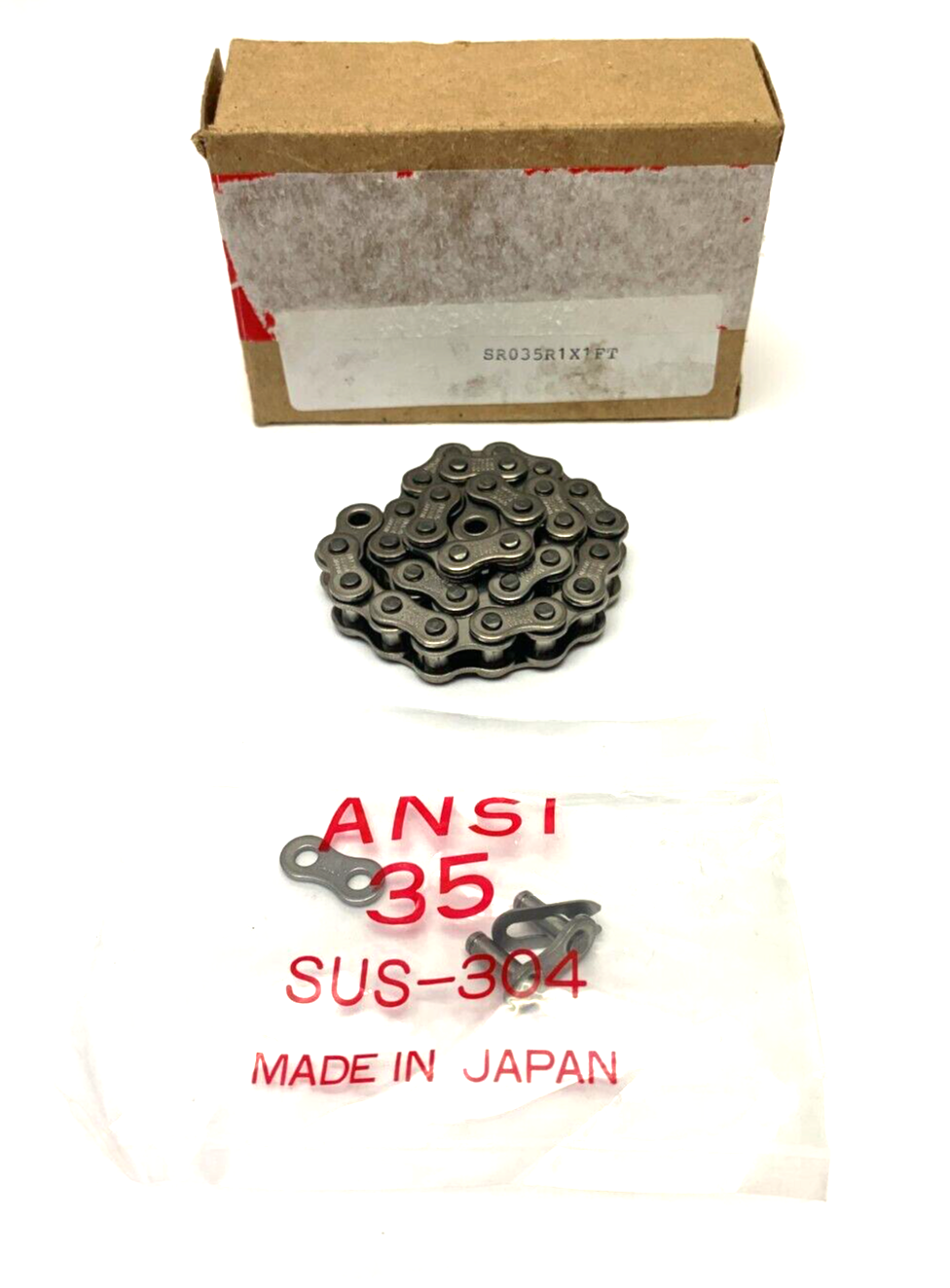 HHK Chain SR035R1X=1FT Stainless Steel Roller Chain Link 1' - Maverick Industrial Sales