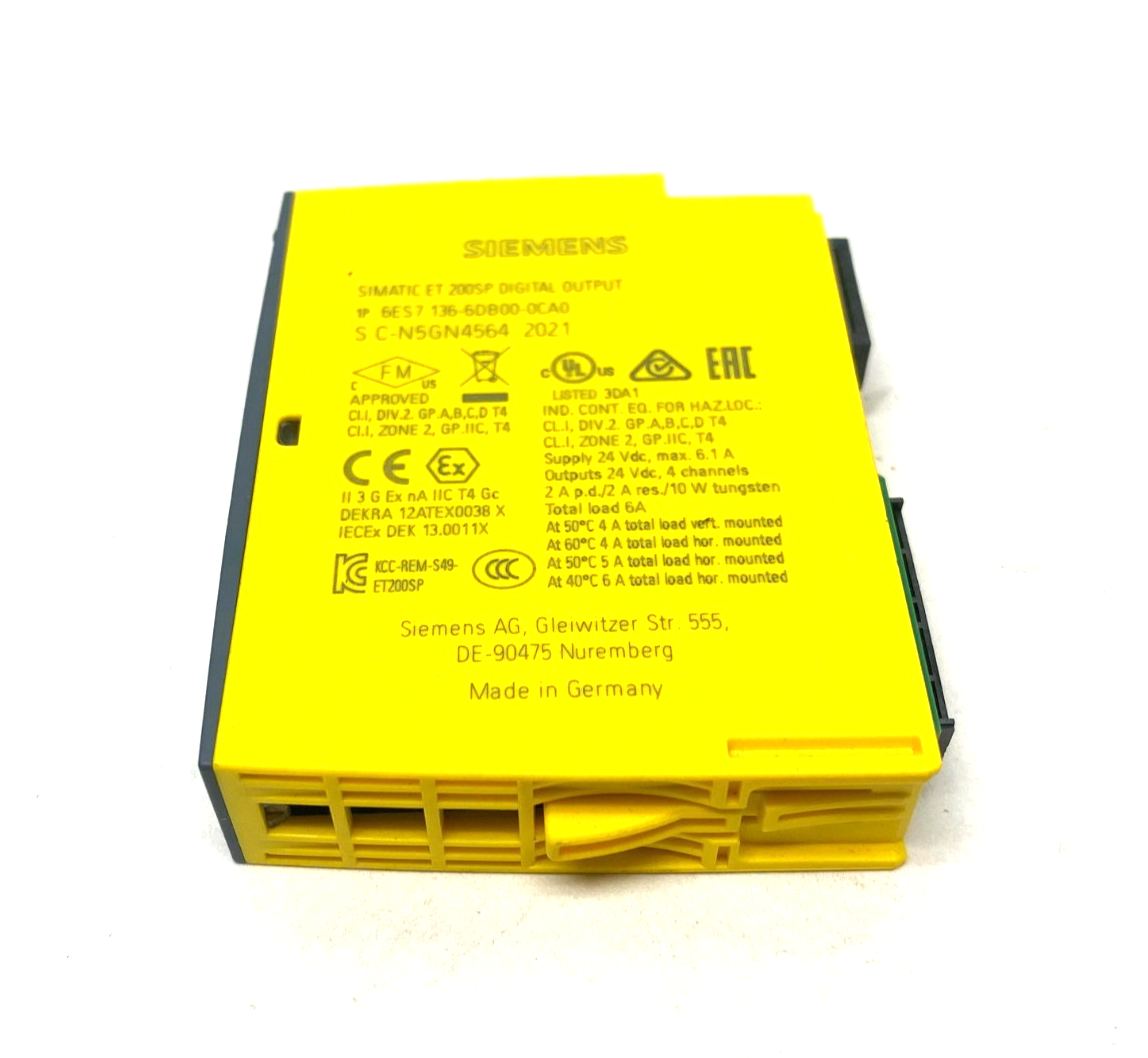 Siemens 6ES7136-6DB00-0CA0 SIMATIC ET 200SP Digital Output Mod F-DQ 4X24 V DC/2A - Maverick Industrial Sales