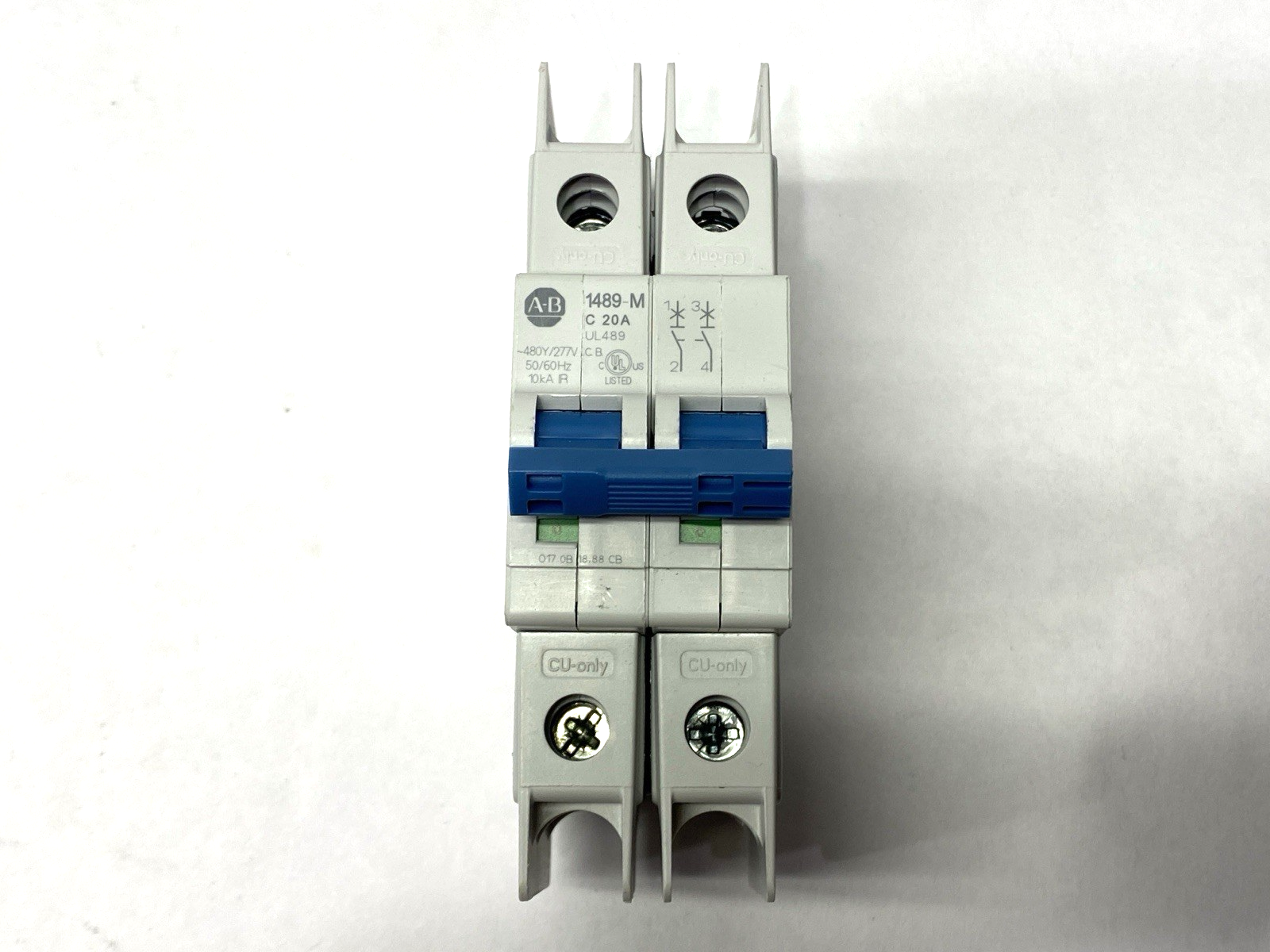 1489-M2C200 | Allen Bradley Ser. D Miniature Circuit Breaker 2 Pole 20A 480Y/277V - Used - Maverick Industrial Sales