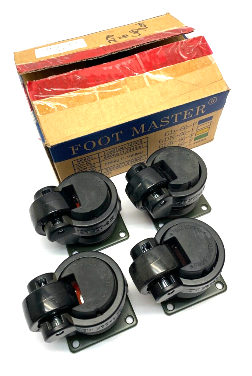 Foot Master GD-60-F-NYN-FBL Mounted Swivel Leveling Caster 50mm BOX OF 4 - Maverick Industrial Sales