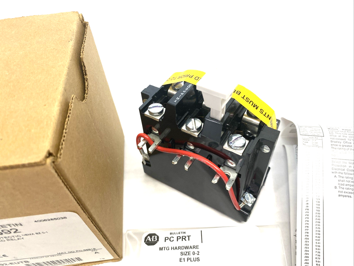 592-EUTB | Allen Bradley Ser. A NEMA Eutectic Alloy Overload Relay, Manual Reset - New – Open box - Maverick Industrial Sales