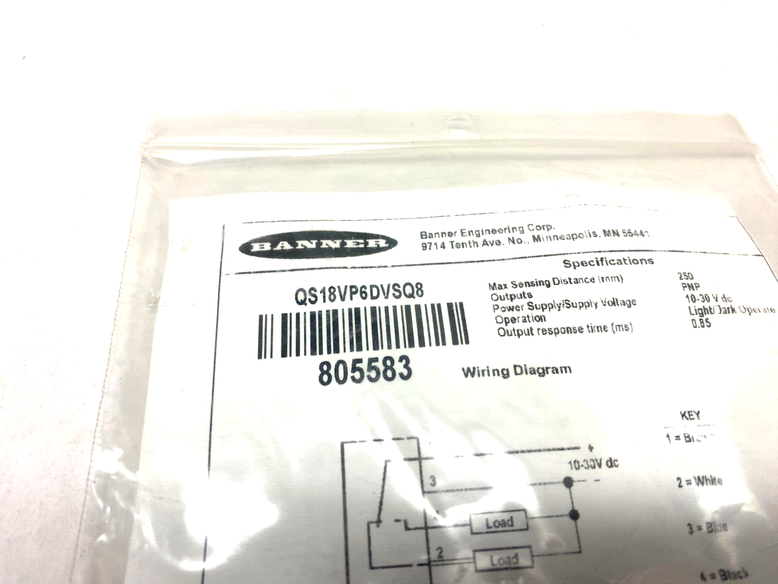 Banner QS18VP6DVSQ8 WORLD-BEAM All Purpose Photoelectric Sensor M12 Inte. 805583 - Maverick Industrial Sales