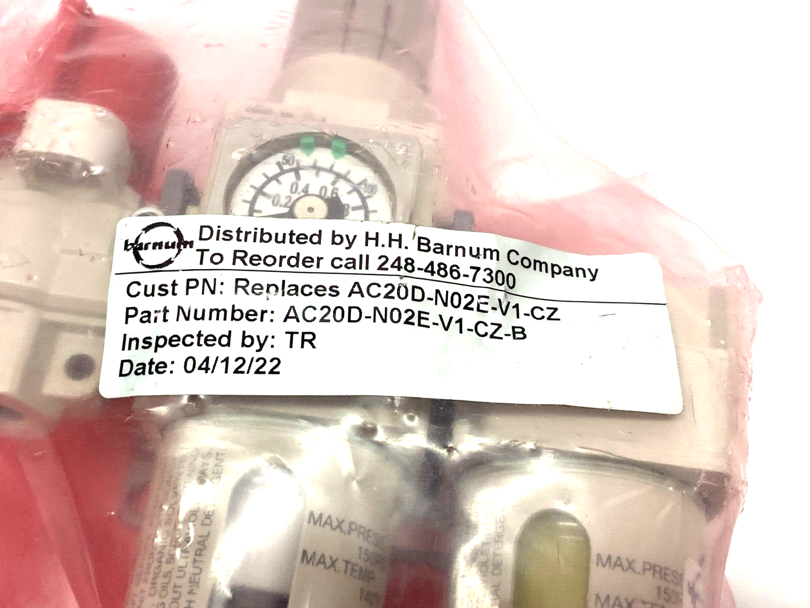 SMC AC20D-N02E-V1-CZ-B Pneumatic Modular Assembly Regulator, Separator, Shut off - Maverick Industrial Sales